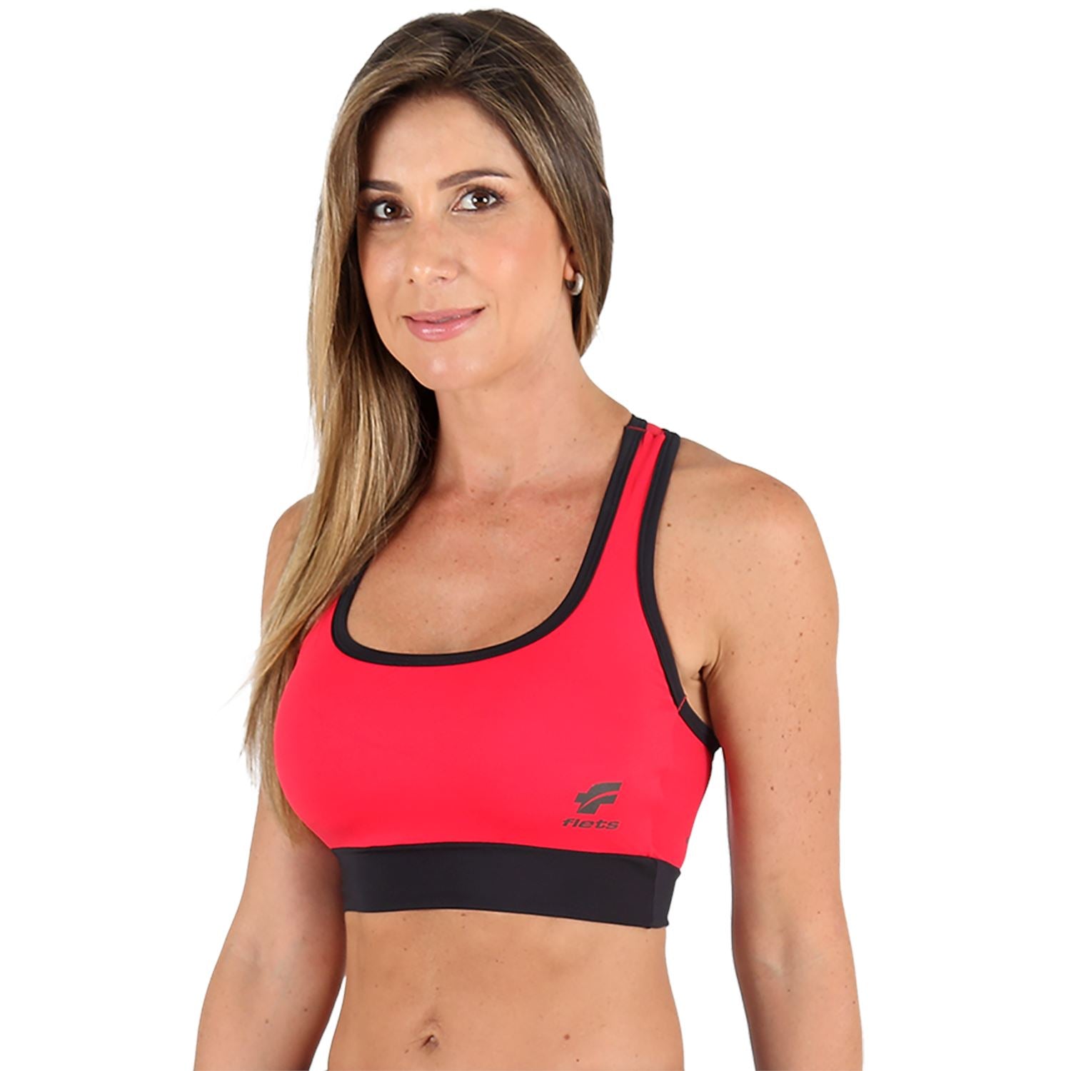 Top Costa Nadador Colors l Vermelho e Preto Top costa nadador Feminino Compressão Parte de Cima FLETS