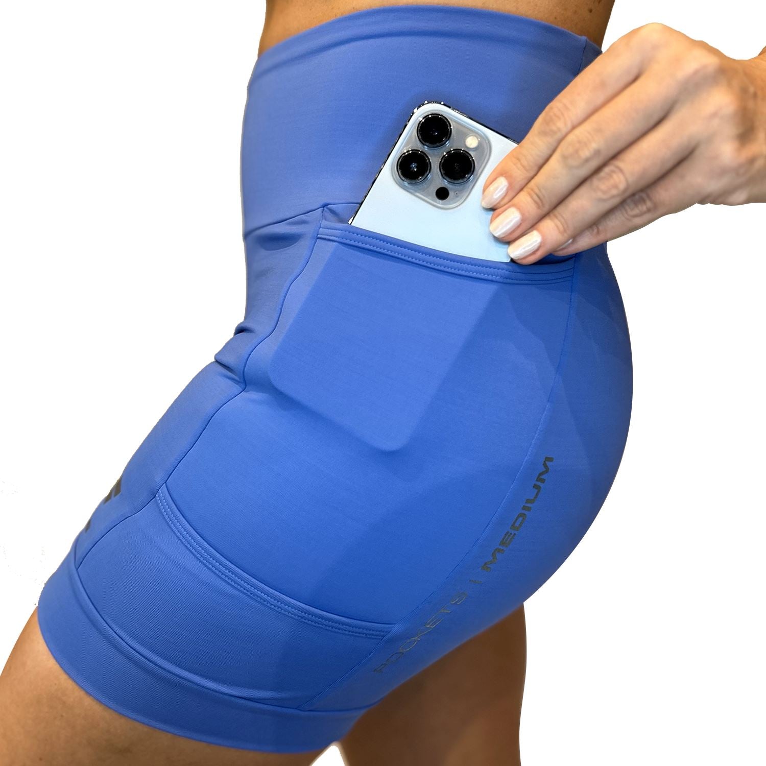 Bermuda 4 Pockets MEDIUM | Feminina Azul Bermuda Corrida Feminina Compressão Parte de Baixo FLETS 