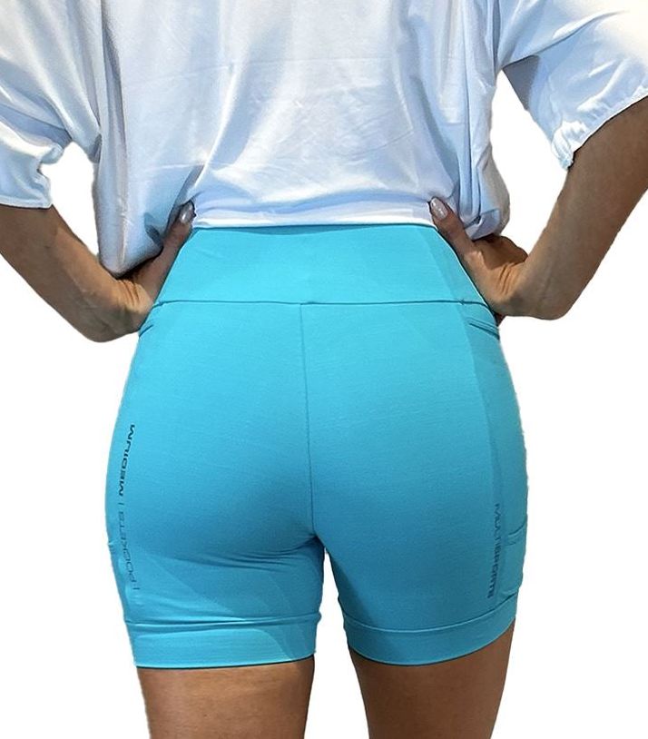 Bermuda 4 Pockets MEDIUM Feminina Azul Tiffany Bermuda Corrida Feminina Compressão Parte de Baixo FLETS 