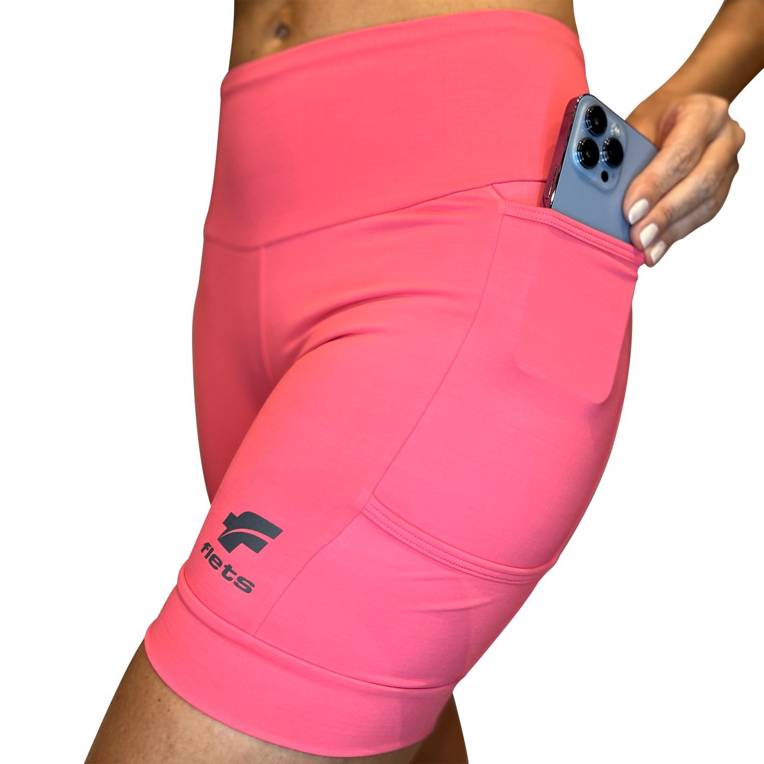 Bermuda 4 Pockets MEDIUM | Feminina Rosa Bermuda Corrida Feminina Compressão Parte de Baixo FLETS 