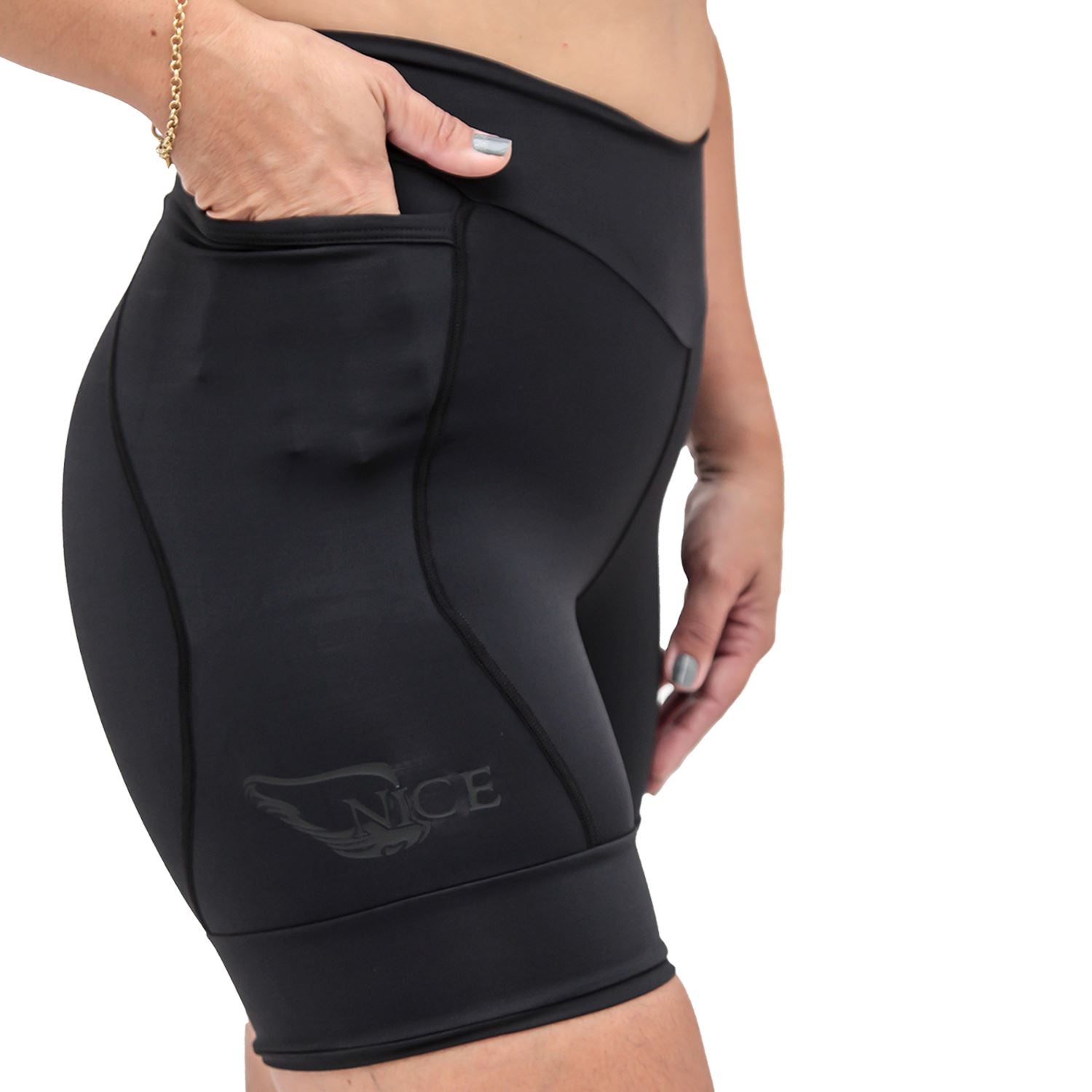 Bermuda Run NICE l ALLBLACK Bermuda Corrida Feminina Compressão Parte de Baixo FLETS 
