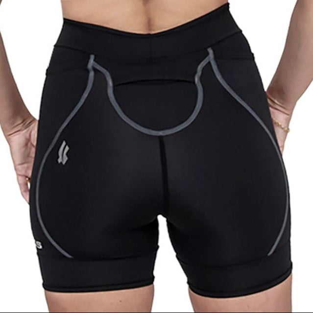 Bermuda Run NICE l Preta costura Estanho Bermuda Corrida Feminina Compressão Parte de Baixo FLETS 