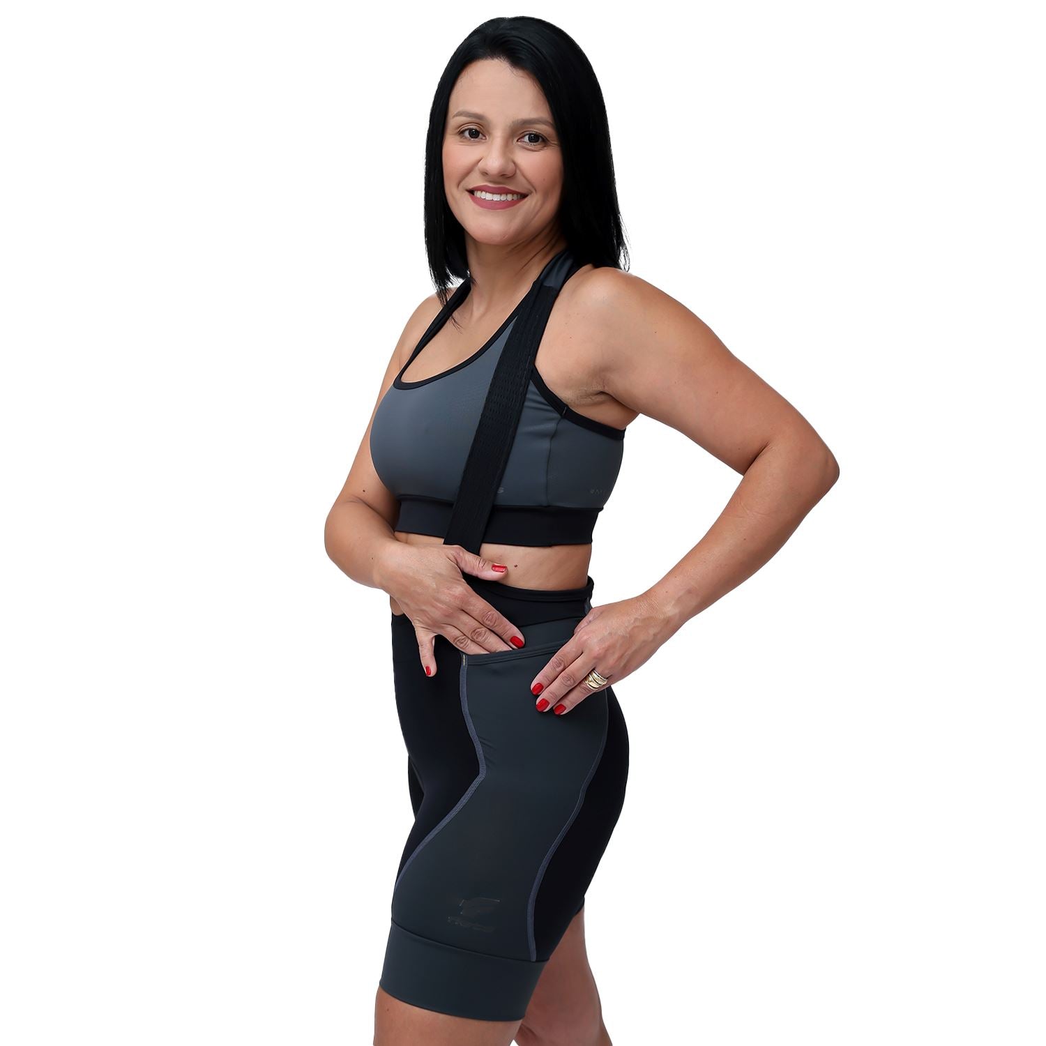 Bretelle "P&P Easy" l Preto c/ Estanho - FEMININO Bretelle Ciclismo Feminino Compressão FLETS 