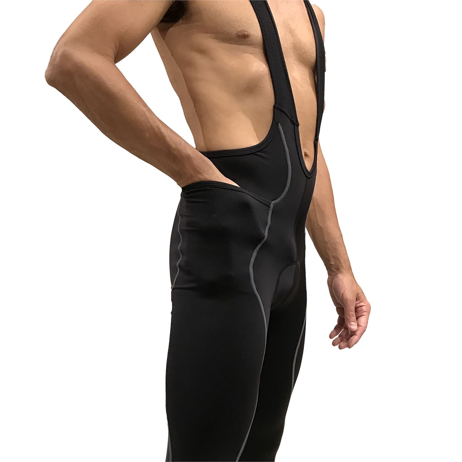 Calça Bretelle NOVA CYCLETECH - Preto c/ ESTANHO l Masc Calça Bretelle Ciclismo Masculina Compressão Corpo Inteiro FLETS 
