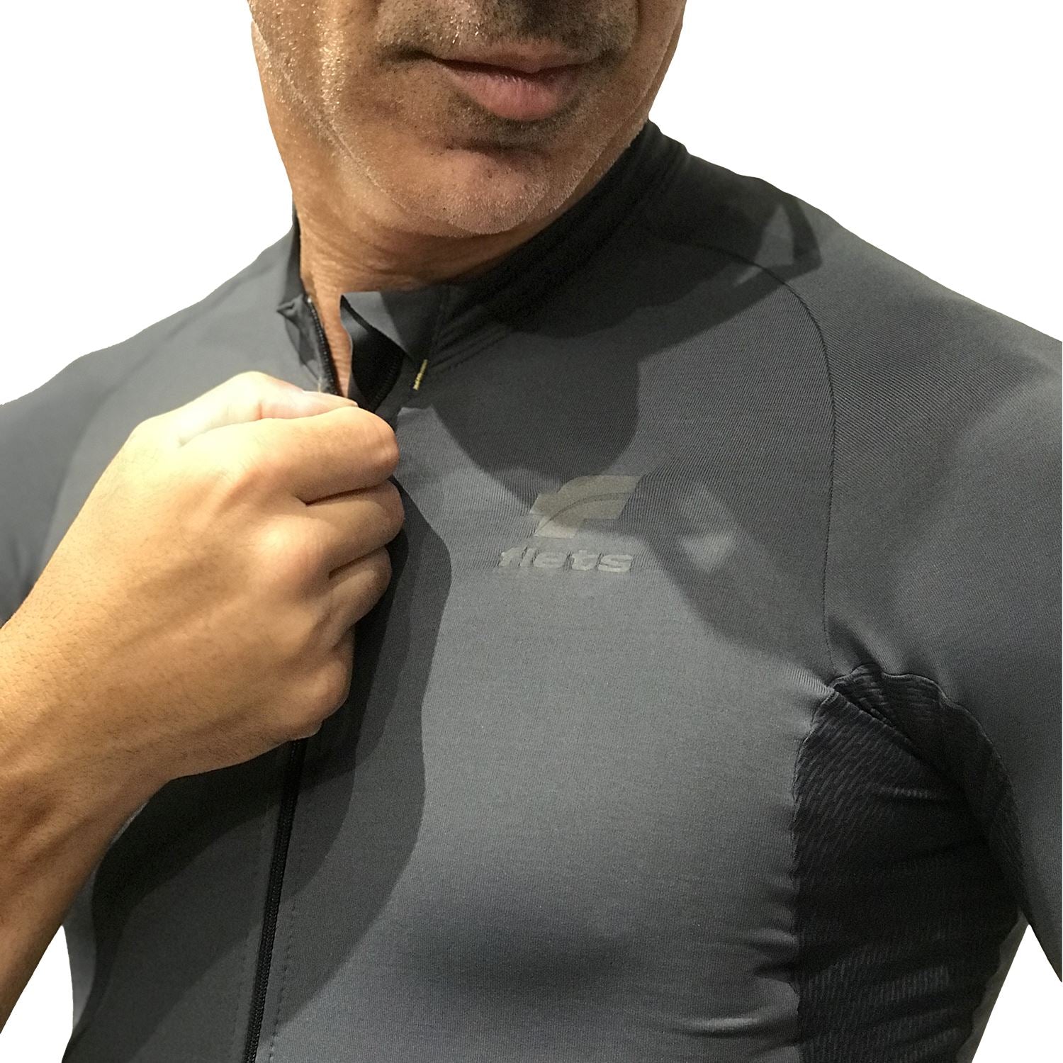 Jersey Manga Curta NOVA CYCLETECH | Estanho Camisa Ciclismo Masculina Parte de Cima FLETS 