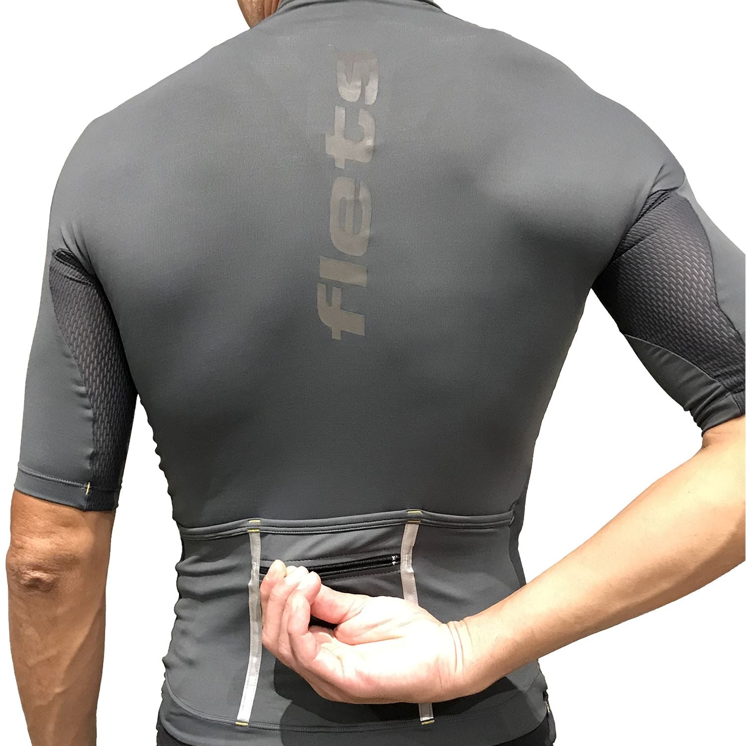 Jersey Manga Curta NOVA CYCLETECH | Estanho Camisa Ciclismo Masculina Parte de Cima FLETS 