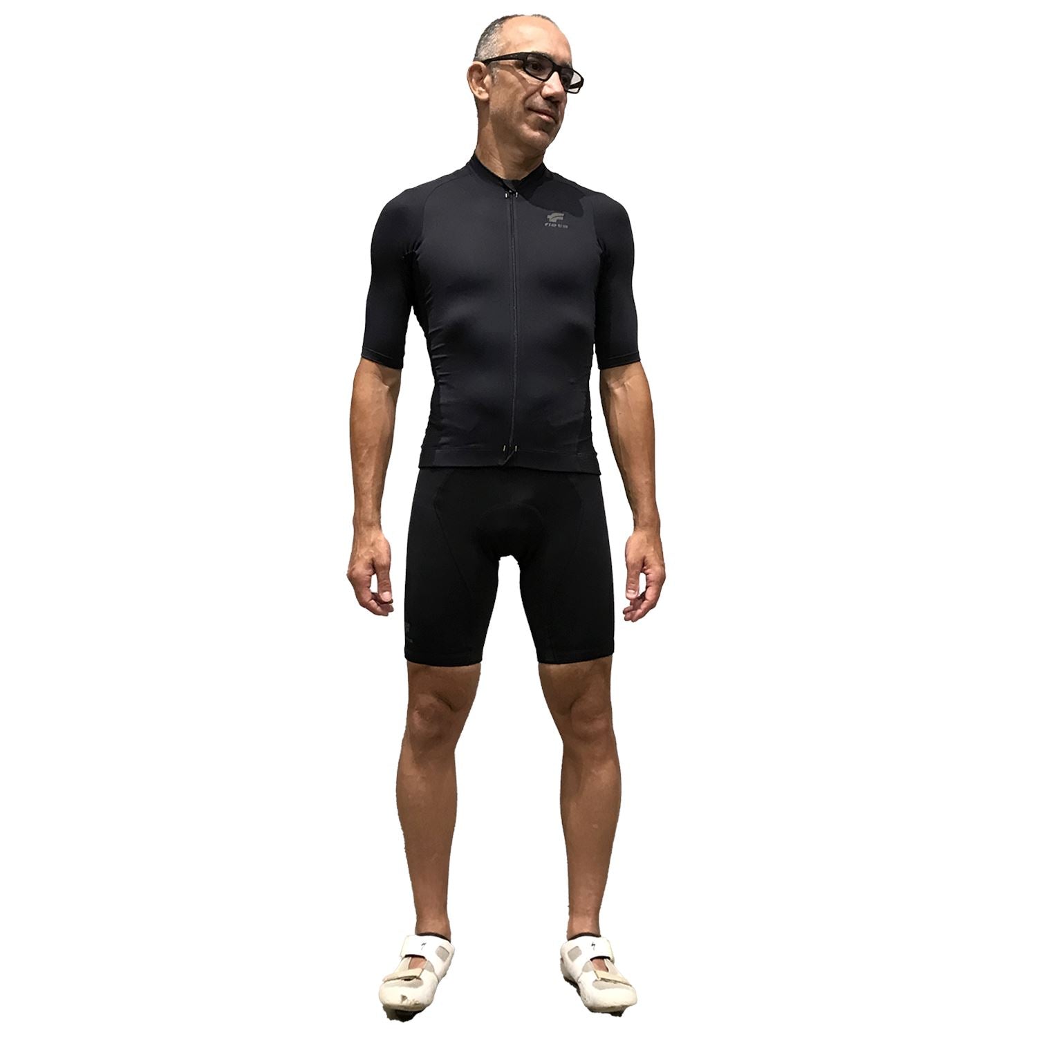 Jersey Manga Curta NOVA CYCLETECH | Preto Camisa Ciclismo Masculina Parte de Cima FLETS 