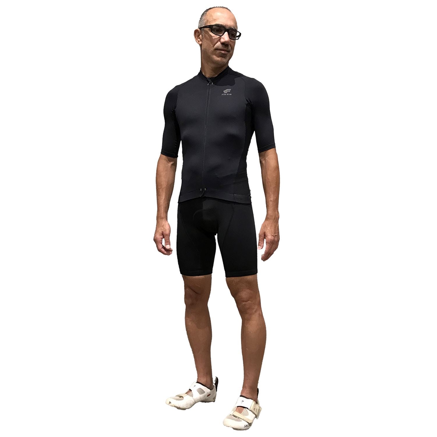 Jersey Manga Curta NOVA CYCLETECH | Preto Camisa Ciclismo Masculina Parte de Cima FLETS 