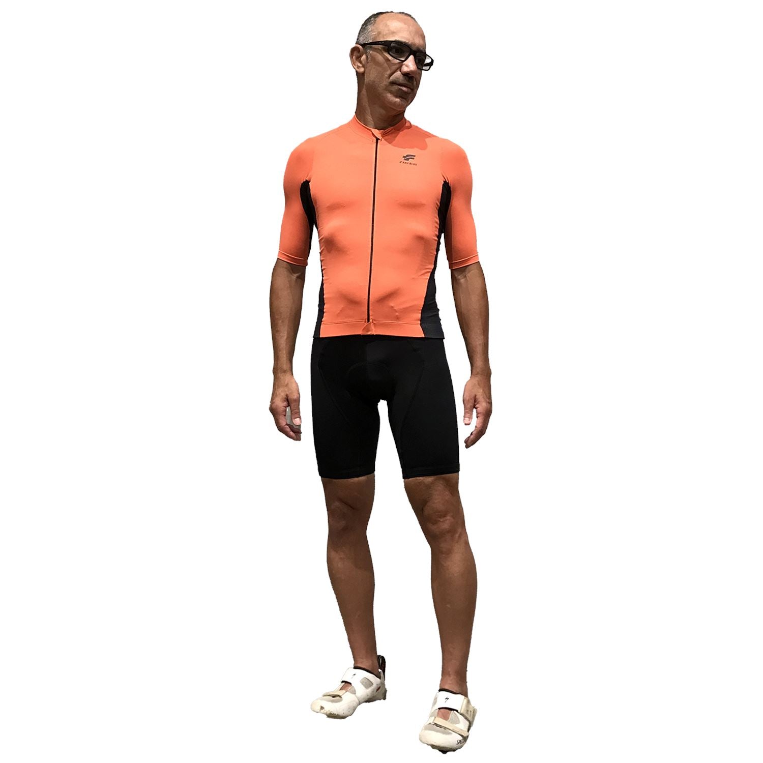 Jersey Manga Curta NOVA CYCLETECH | Salmão Camisa Ciclismo Masculina Parte de Cima FLETS 