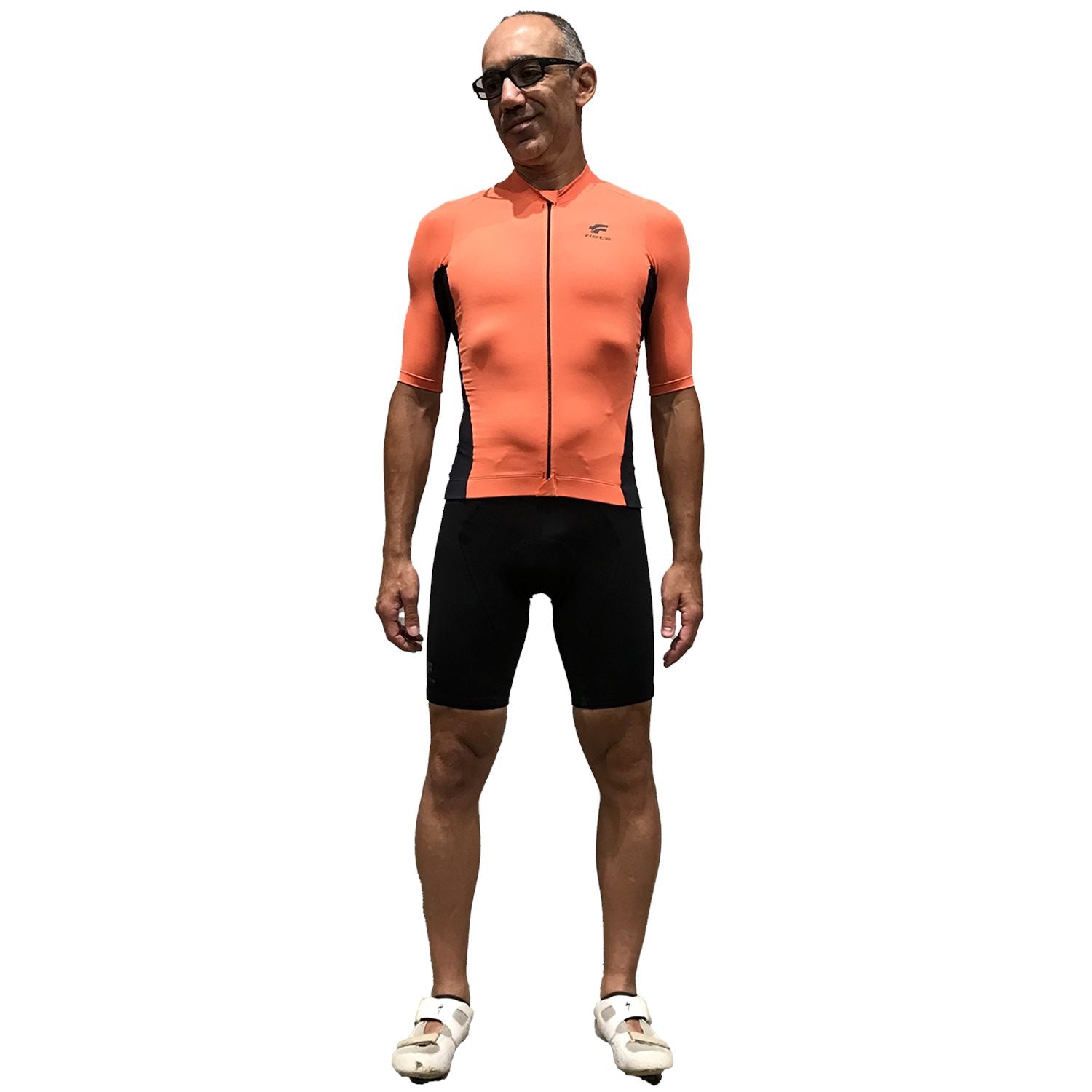 Jersey Manga Curta NOVA CYCLETECH | Salmão Camisa Ciclismo Masculina Parte de Cima FLETS 