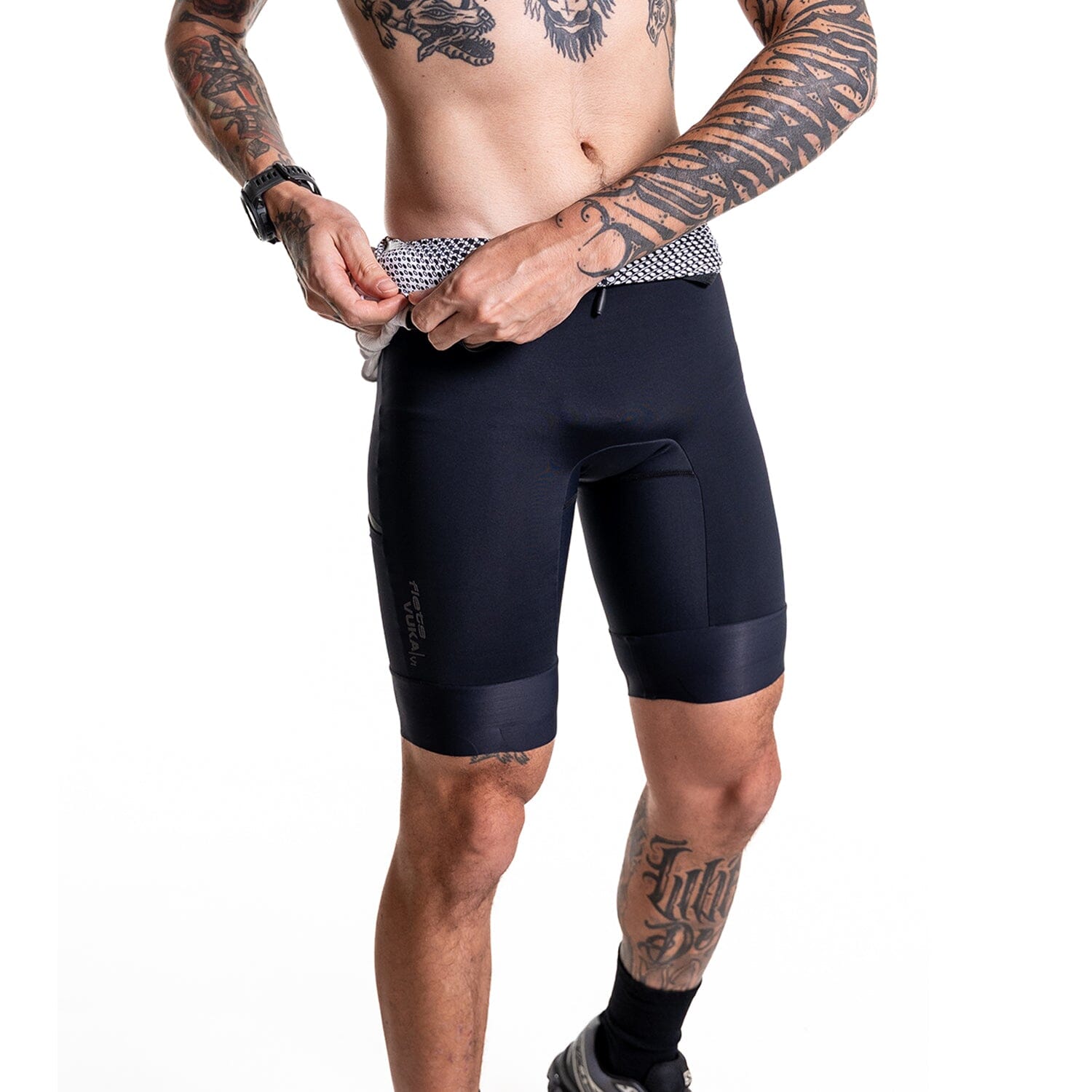 Macaquinho Triathlon com Manga VUKA Masc Branco Macaquinho Triathlon com manga Masculino Compressão Corpo Inteiro FLETS 