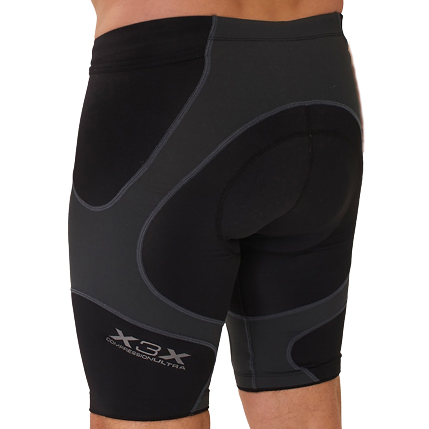 Bermuda Ciclismo X3X COMPRESSION ULTRA - Preto e Estanho Bermuda Ciclismo Masculina Compressão Parte de Baixo Flets 
