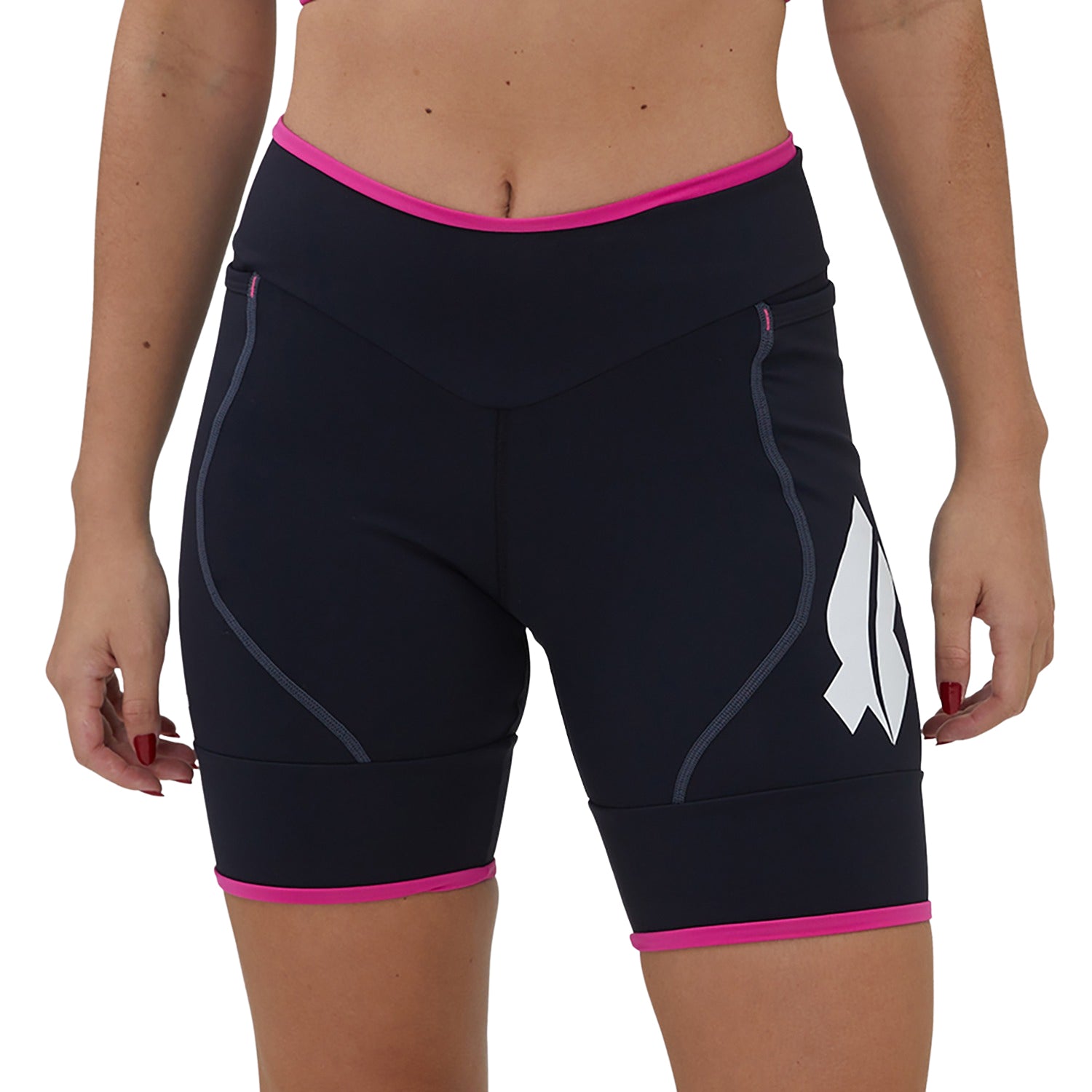 BERMUDA MULTISPORT RUN BOLSO PRETA COM ROSA FEMININA Bermuda Corrida Feminina Compressão Parte de Baixo Flets 