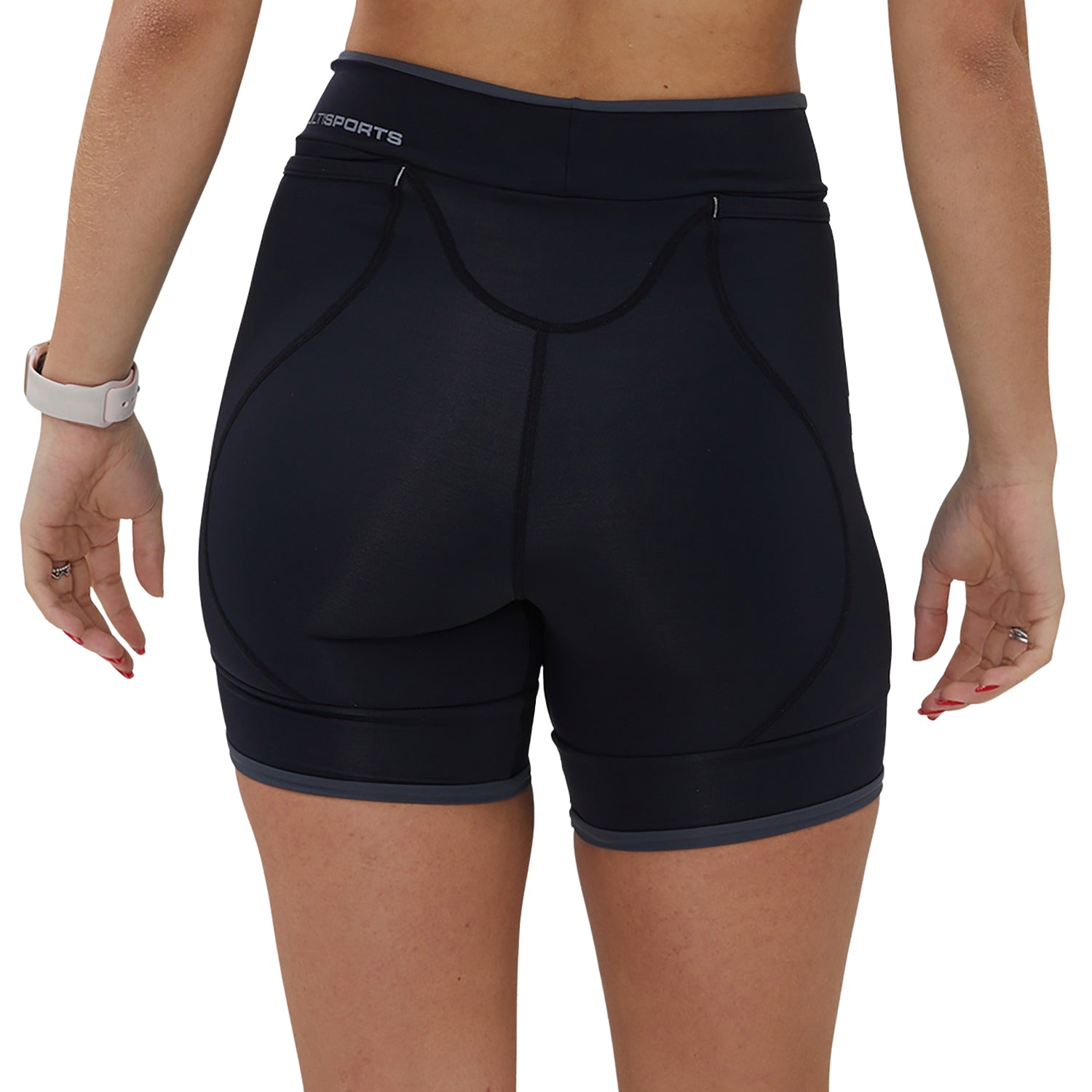 BERMUDA MULTISPORT RUN FIT PRETA COM ESTANHO FEMININA Bermuda Corrida Feminina Compressão Parte de Baixo Flets 