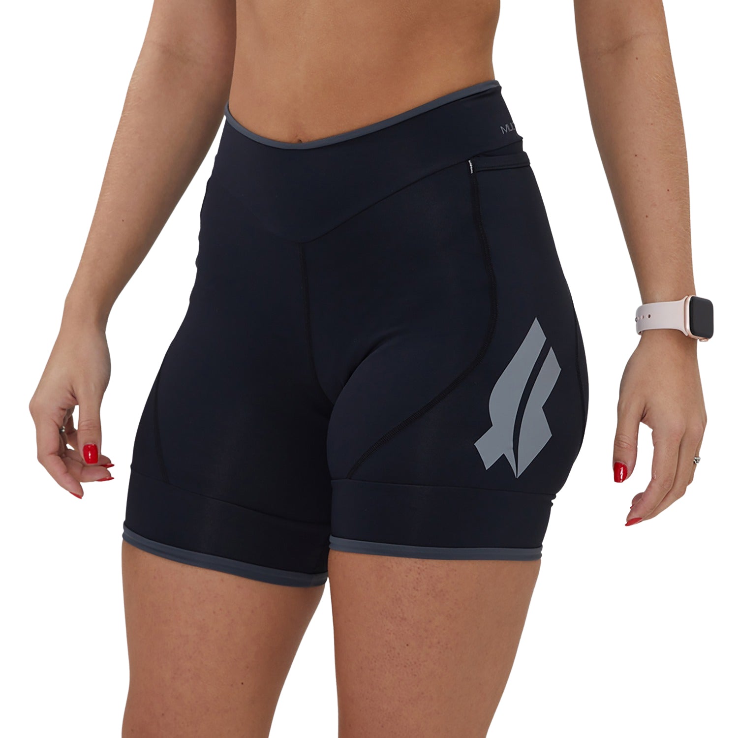 BERMUDA MULTISPORT RUN FIT PRETA COM ESTANHO FEMININA Bermuda Corrida Feminina Compressão Parte de Baixo Flets 