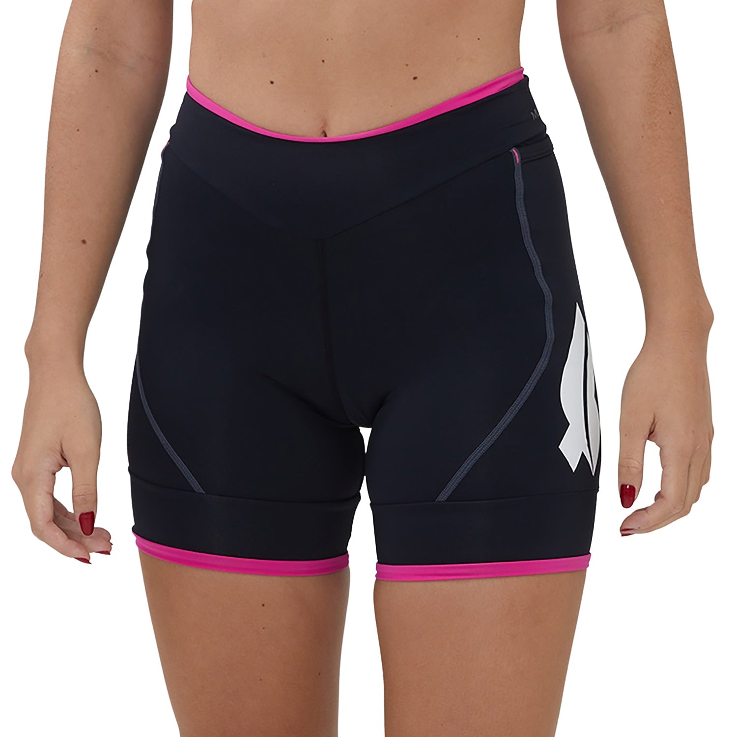 BERMUDA MULTISPORT RUN FIT PRETA COM ROSA FEMININA Bermuda Corrida Feminina Compressão Parte de Baixo Flets 