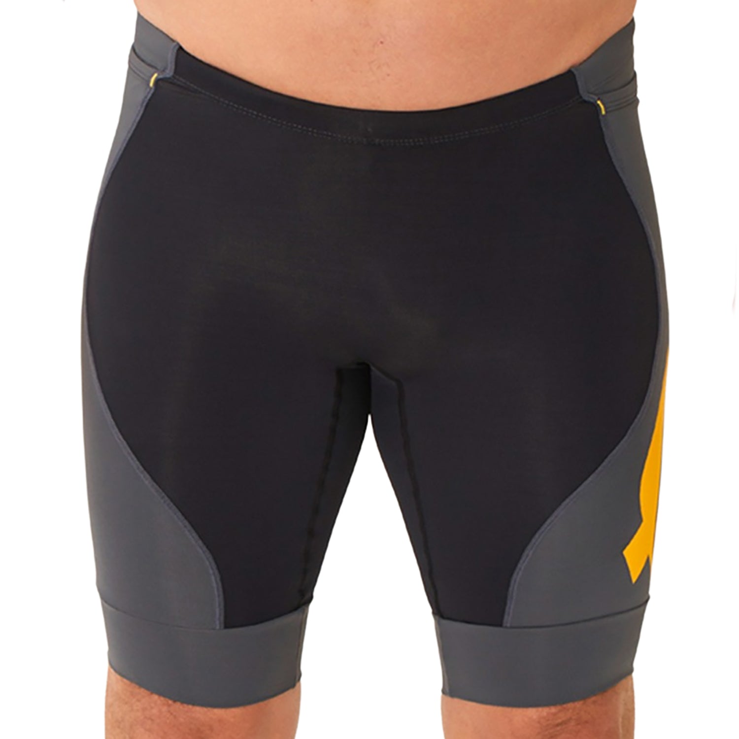 Bermuda Multisport Running - Preta c/ Lateral Estanho l logo F AMARELO l Masc Bermuda Ciclismo Masculina Compressão Parte de Baixo Flets 