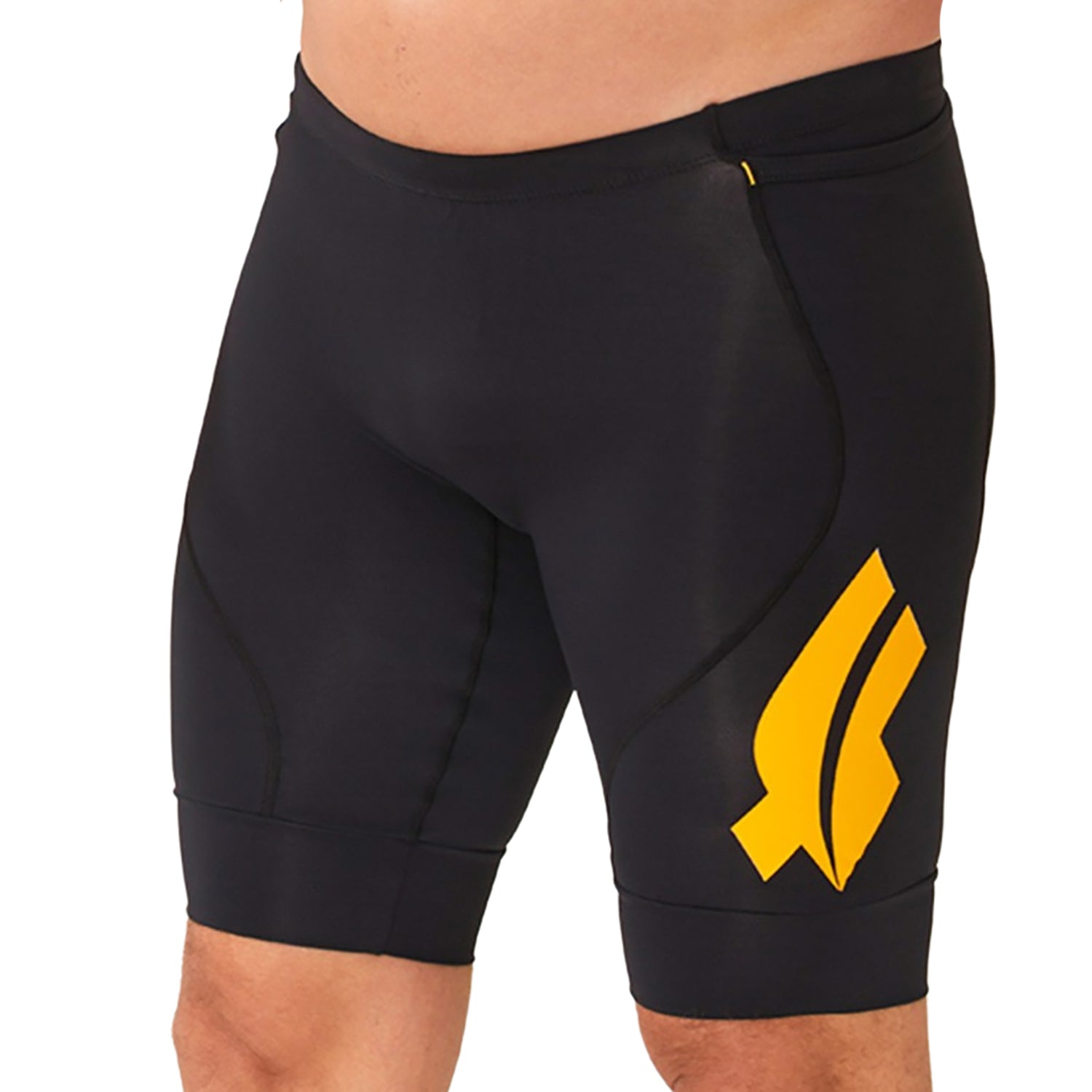 Bermuda Multisport Running - Preta l logo F AMARELO l Masc Bermuda Corrida Masculina Compressão Parte de Baixo Flets 