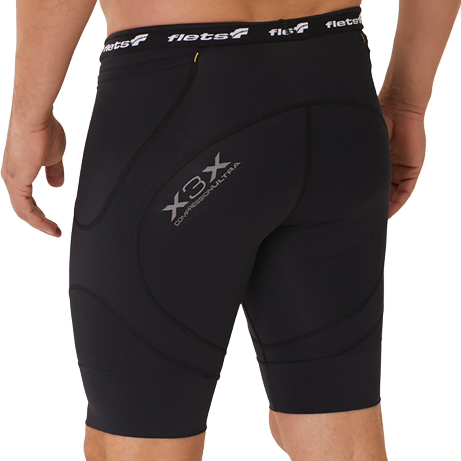 Bermuda RUN X3X COMPRESSION ULTRA - Preta l Masc Bermuda Corrida Masculina Compressão Parte de Baixo FLETS 