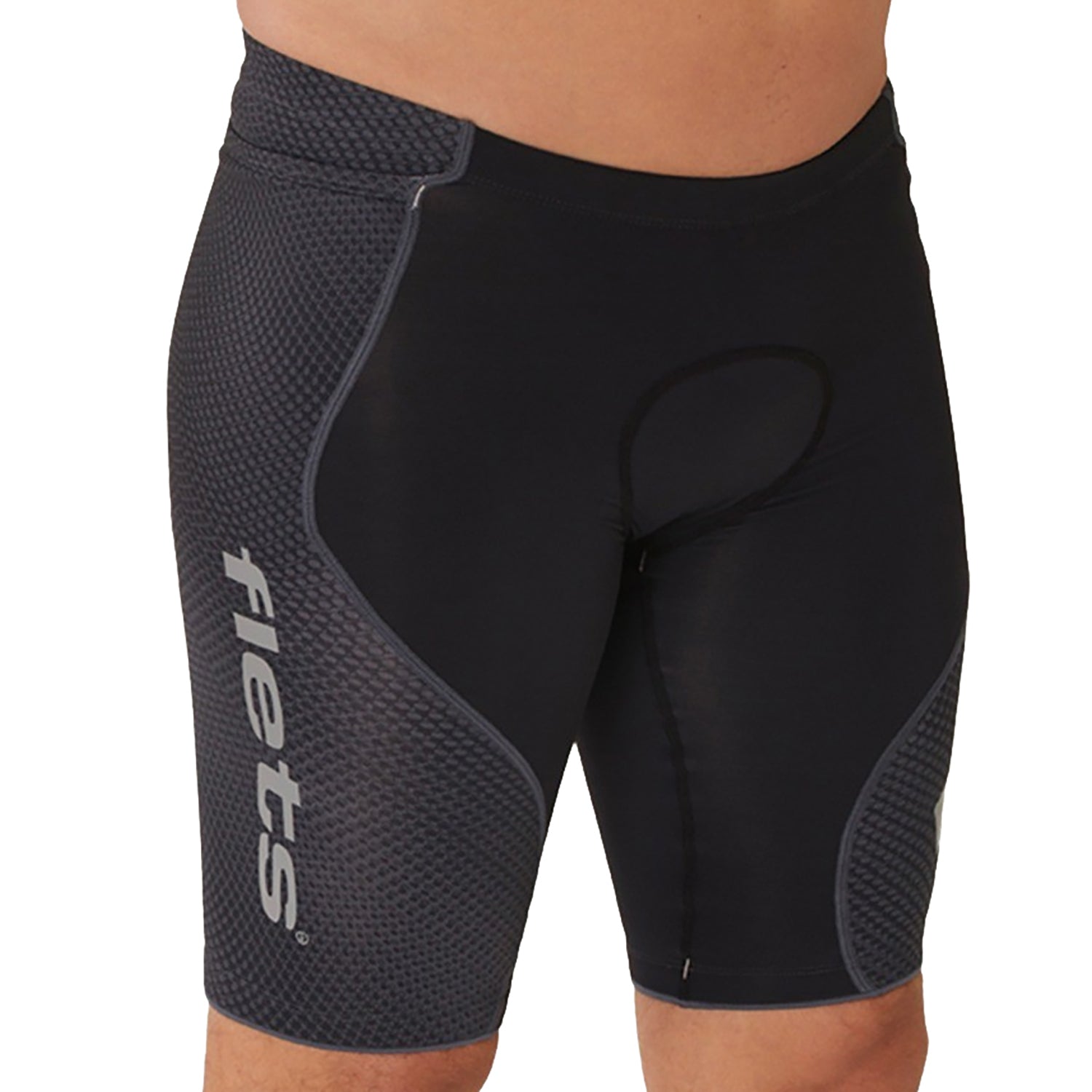 Bermuda TRIATHLON - Preta c/ Lateral FFE l logo F ESTANHO l Masc Bermuda Triathlon Masculina Compressão Parte de Baixo Flets 