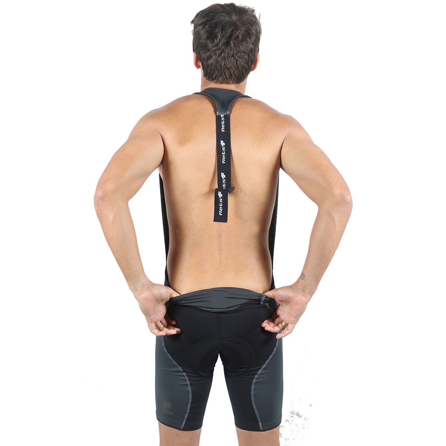 Bretelle FEM P&PEasy | Preto c/ Estanho Bretelle Ciclismo Masculino Compressão Corpo Inteiro FLETS 