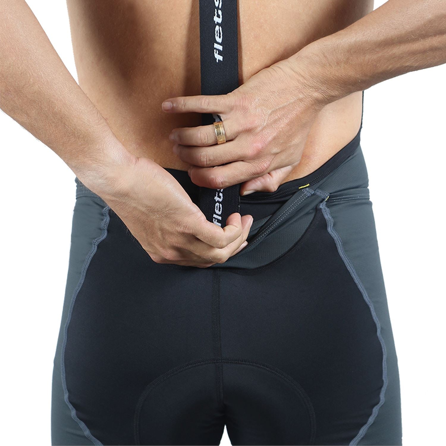 Bretelle FEM P&PEasy | Preto c/ Estanho Bretelle Ciclismo Masculino Compressão Corpo Inteiro FLETS 