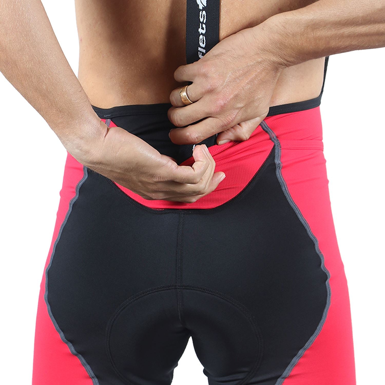 Bretelle Masc P&PEasy | Preto c/ Vermelho Bretelle Ciclismo Masculino Compressão Corpo Inteiro FLETS 
