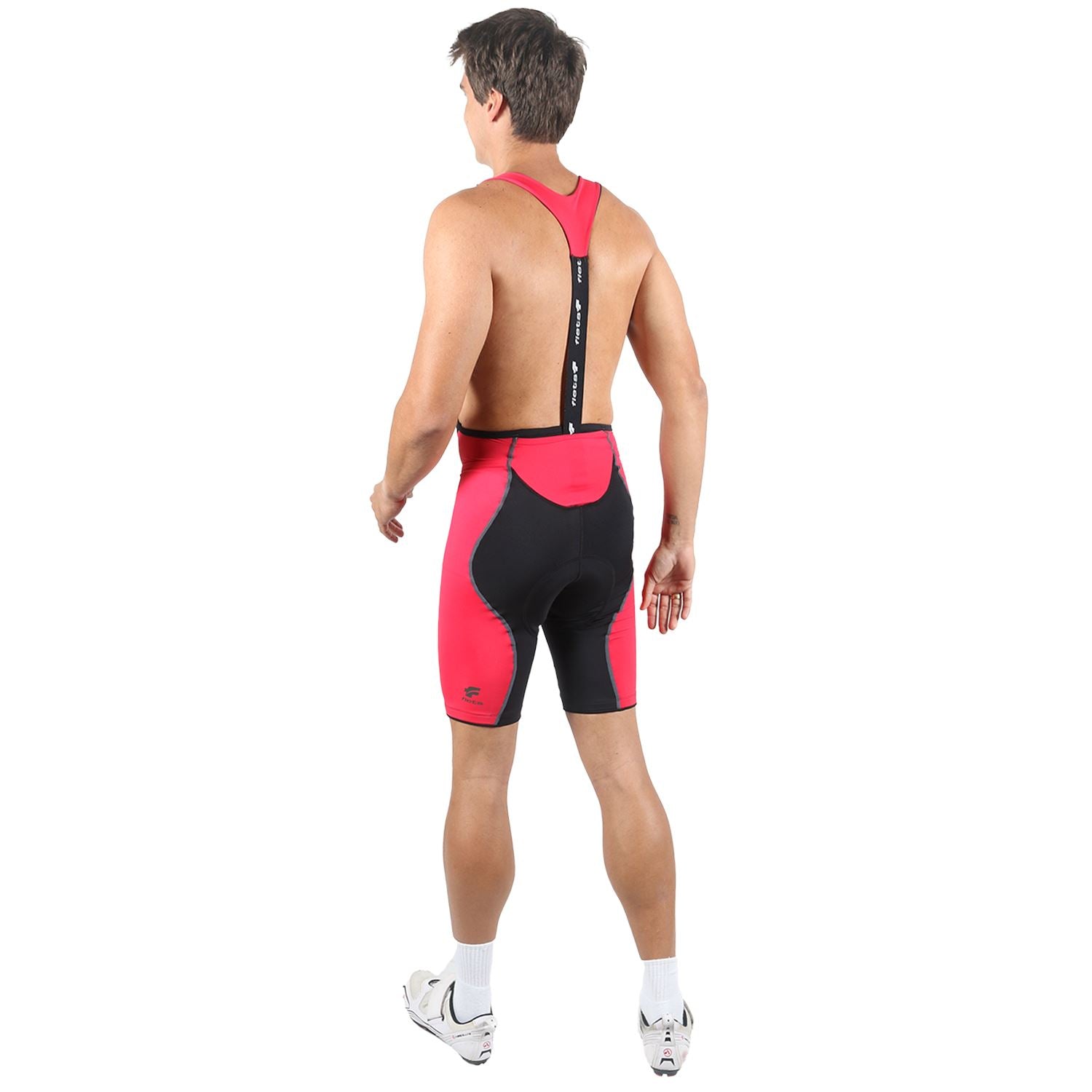 Bretelle Masc P&PEasy | Preto c/ Vermelho Bretelle Ciclismo Masculino Compressão Corpo Inteiro FLETS 