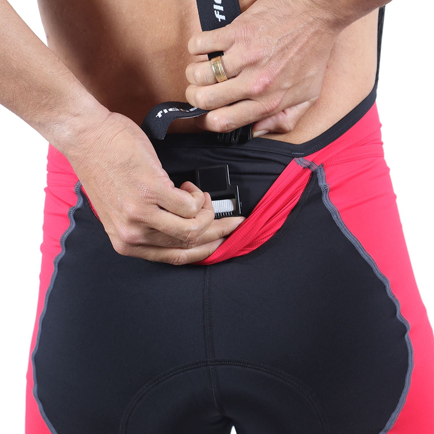 Bretelle Masc P&PEasy | Preto c/ Vermelho Bretelle Ciclismo Masculino Compressão Corpo Inteiro FLETS 