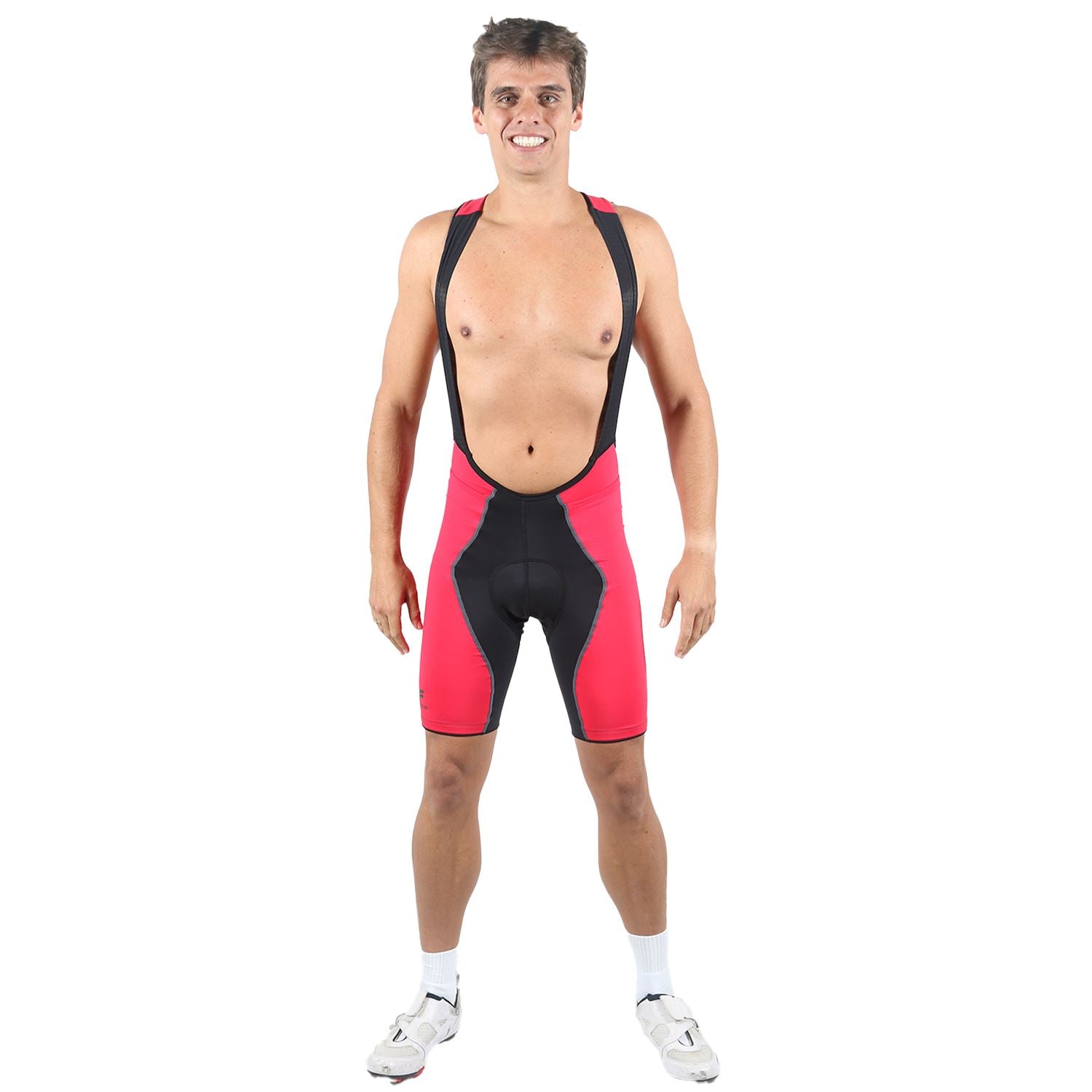 Bretelle Masc P&PEasy | Preto c/ Vermelho Bretelle Ciclismo Masculino Compressão Corpo Inteiro FLETS 