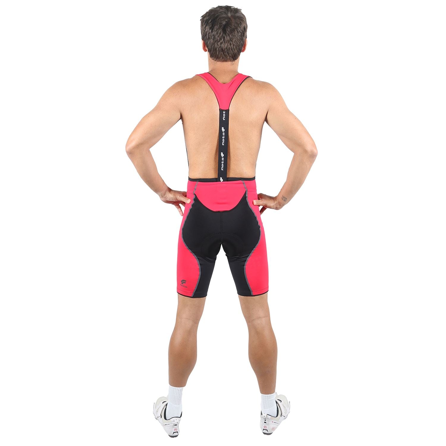 Bretelle Masc P&PEasy | Preto c/ Vermelho Bretelle Ciclismo Masculino Compressão Corpo Inteiro FLETS 