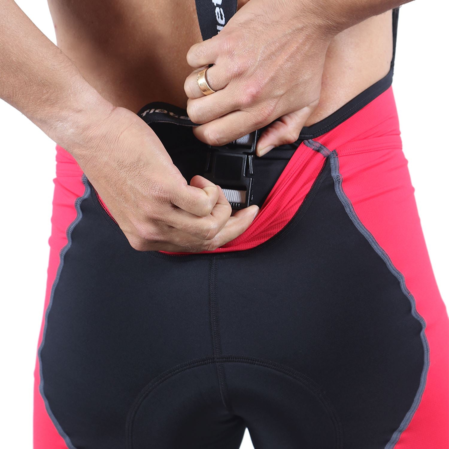 Bretelle Masc P&PEasy | Preto c/ Vermelho Bretelle Ciclismo Masculino Compressão Corpo Inteiro FLETS 