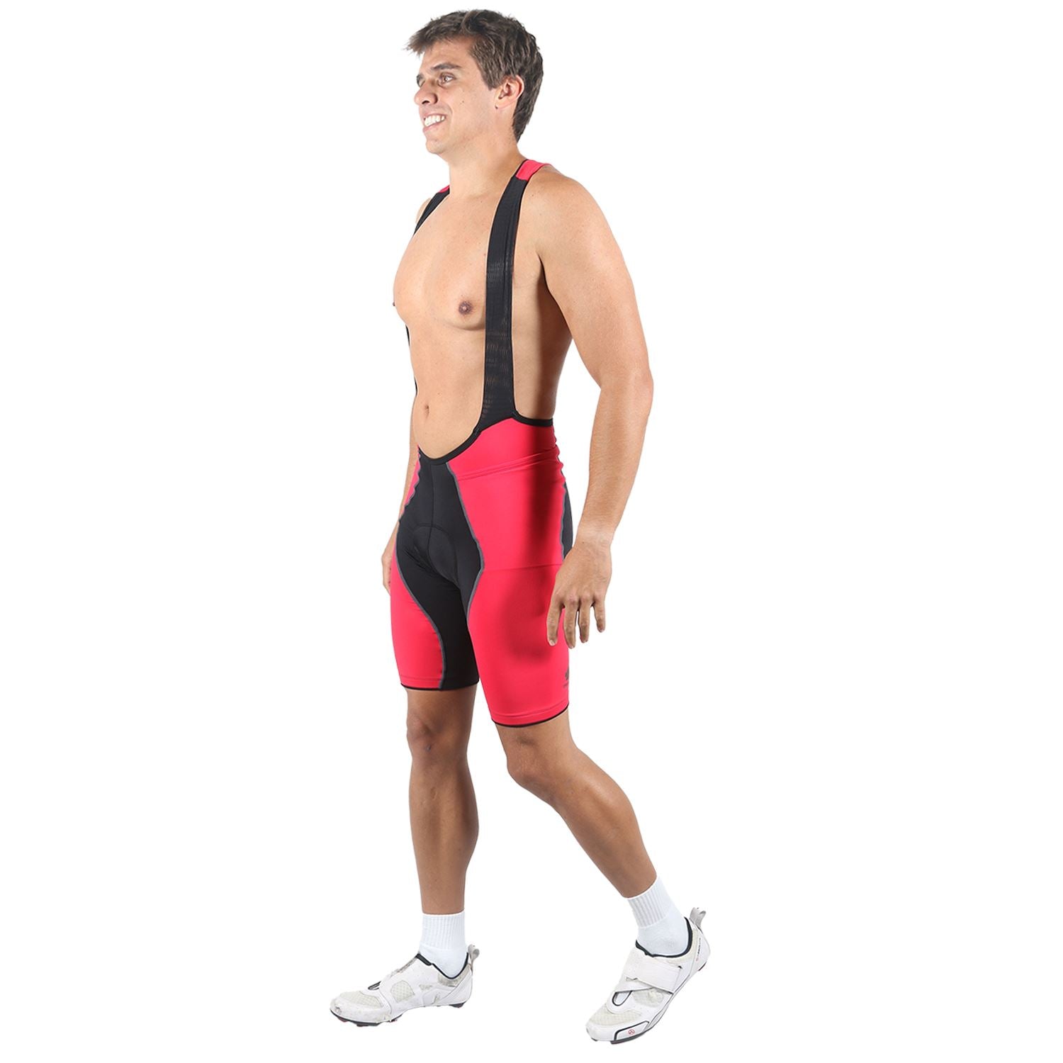 Bretelle Masc P&PEasy | Preto c/ Vermelho Bretelle Ciclismo Masculino Compressão Corpo Inteiro FLETS 
