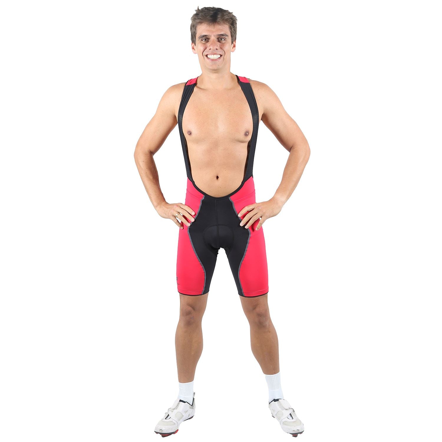 Bretelle Masc P&PEasy | Preto c/ Vermelho Bretelle Ciclismo Masculino Compressão Corpo Inteiro FLETS 