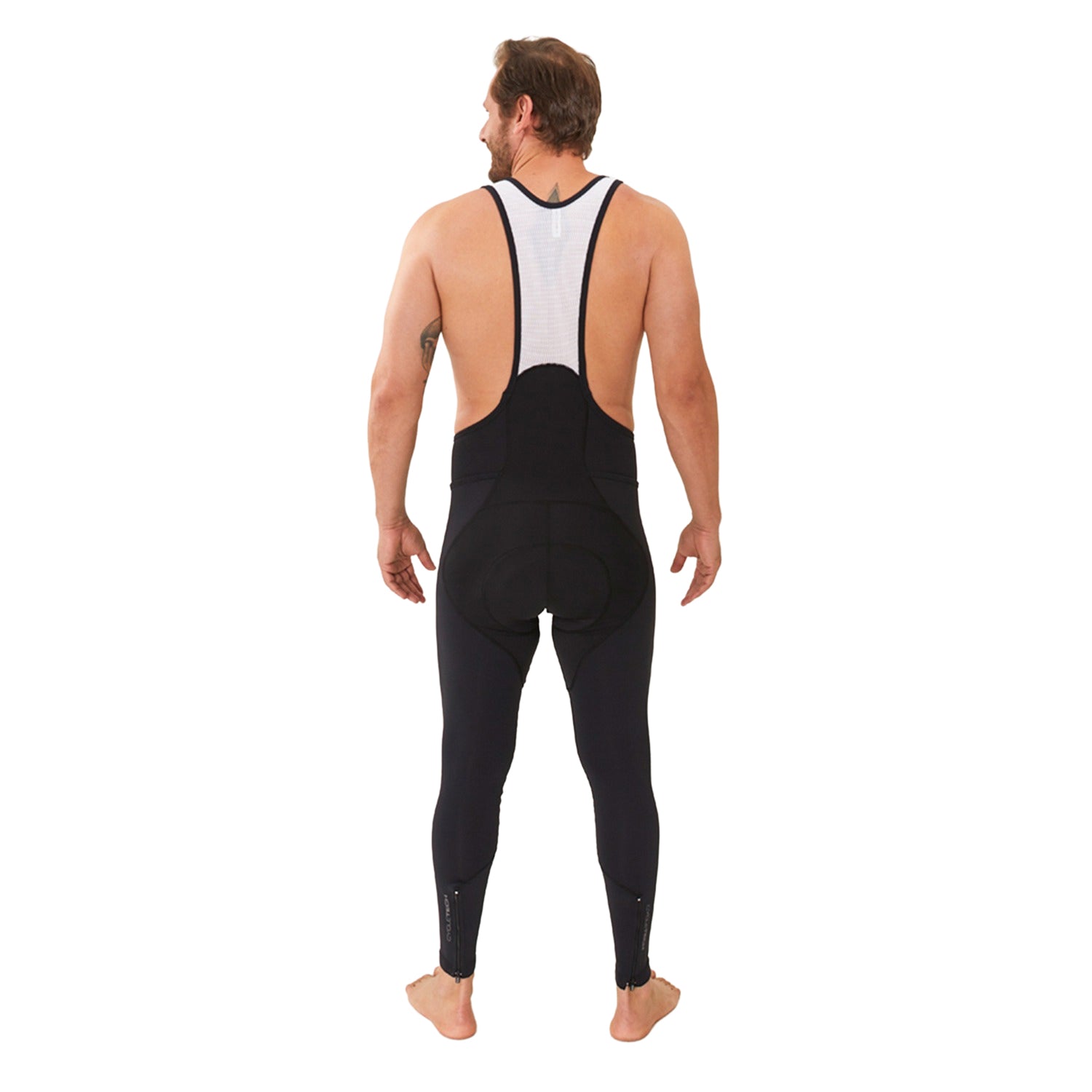 Calça Bretelle Basic - Preto c/ F AMARELO l Masc Calça Bretelle Ciclismo Masculina Compressão Corpo Inteiro Flets 