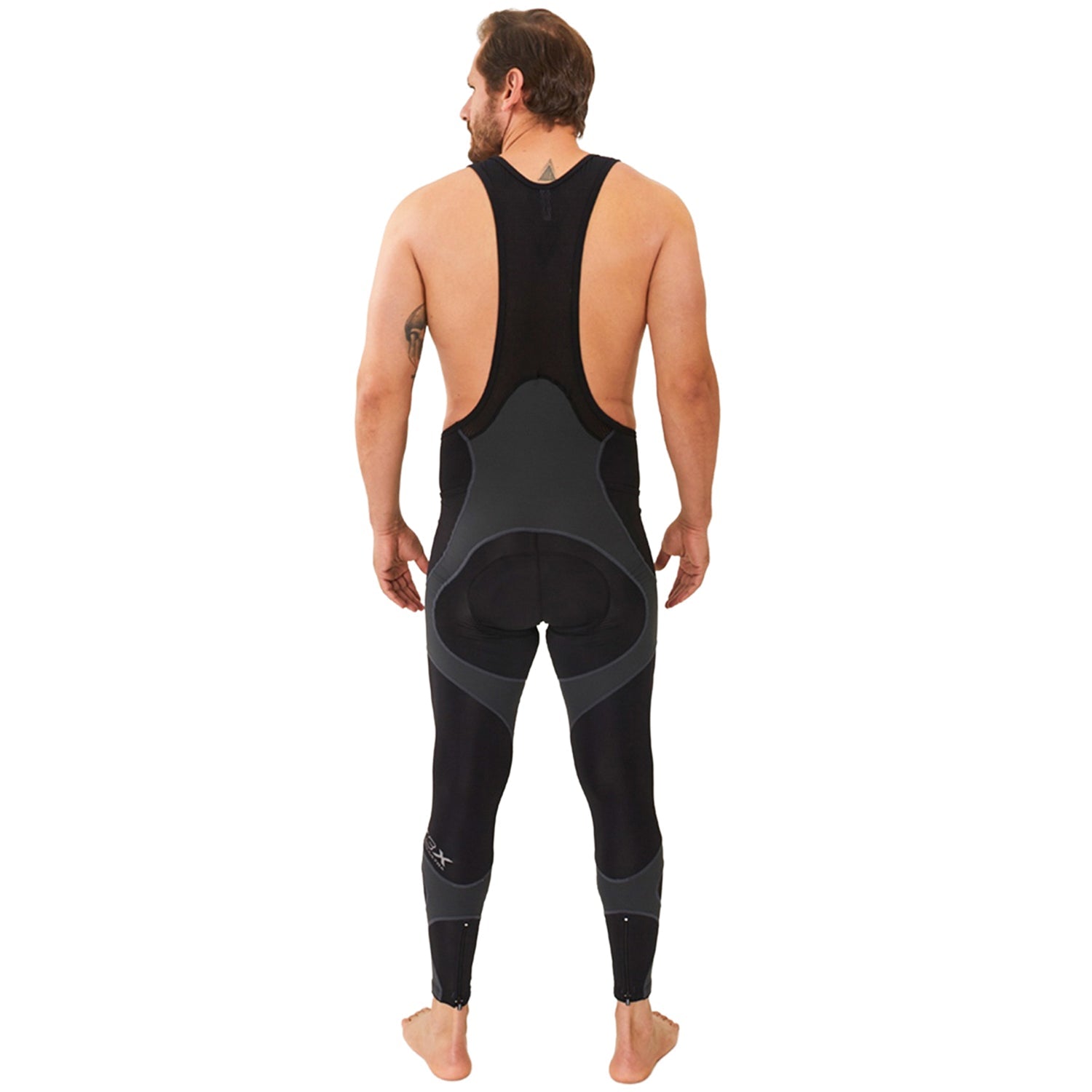 Calça Bretelle X3X COMPRESSION ULTRA - Preto e Estanho Calça Bretelle Ciclismo Masculina Compressão Corpo Inteiro Flets 
