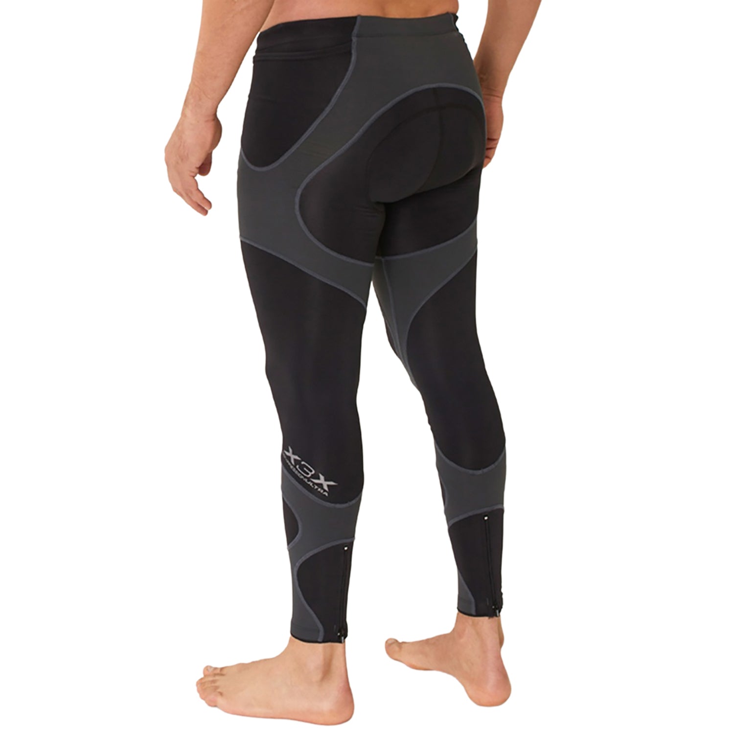 Calça Ciclismo X3X COMPRESSION ULTRA - Preto e Estanho Calça Ciclismo Masculina Compressão Parte de Baixo Flets 