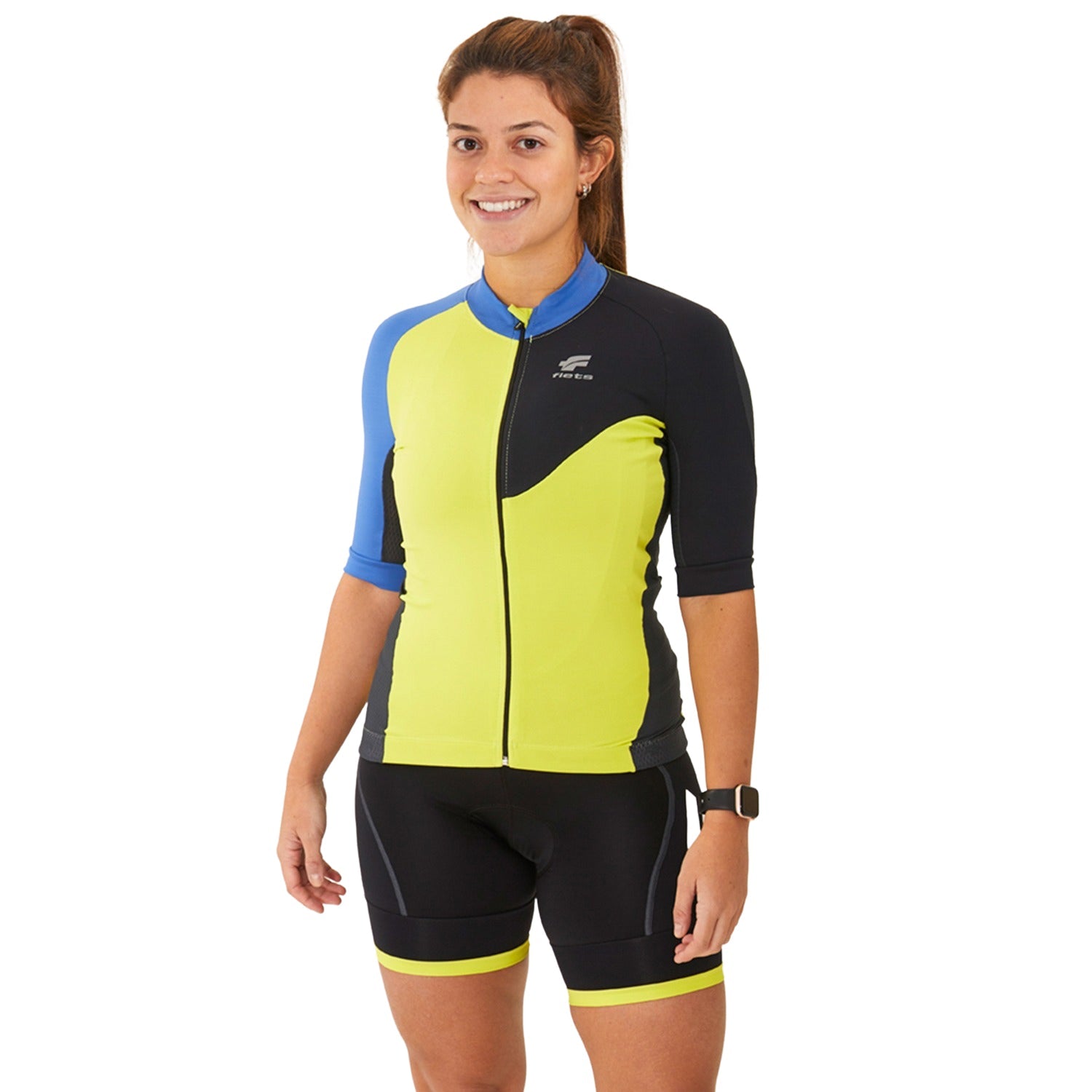 CAMISA CICLISMO MANGA CURTA COM RECORTE FEMININA Camisa Ciclismo Feminina Parte de Cima Flets 