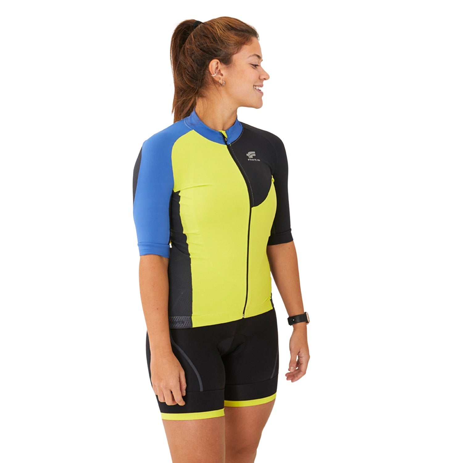 CAMISA CICLISMO MANGA CURTA COM RECORTE FEMININA Camisa Ciclismo Feminina Parte de Cima Flets 