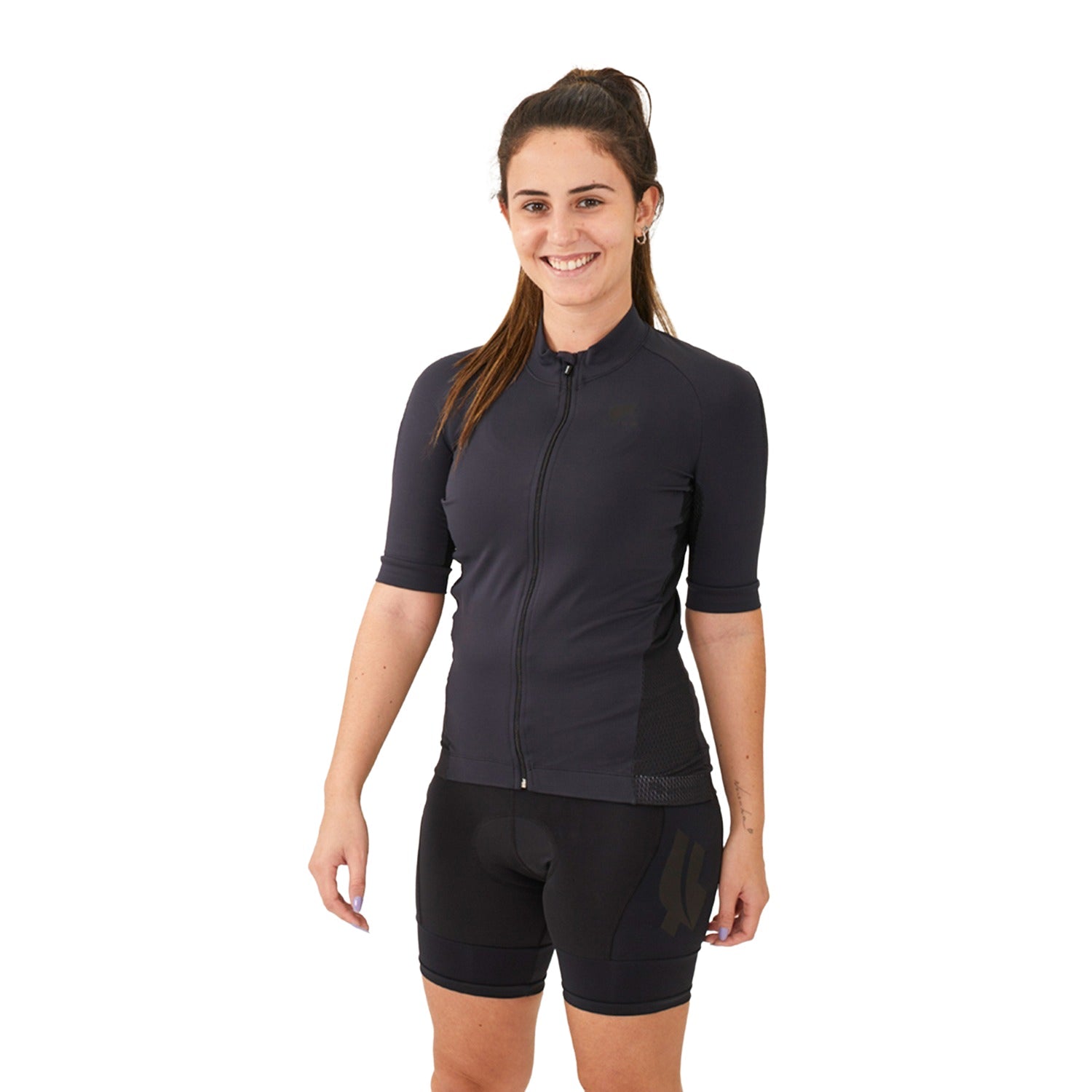 CAMISA CICLISMO MANGA CURTA SEM RECORTE FEMININA BLACKOUT Camisa Ciclismo Feminina Parte de Cima Flets 