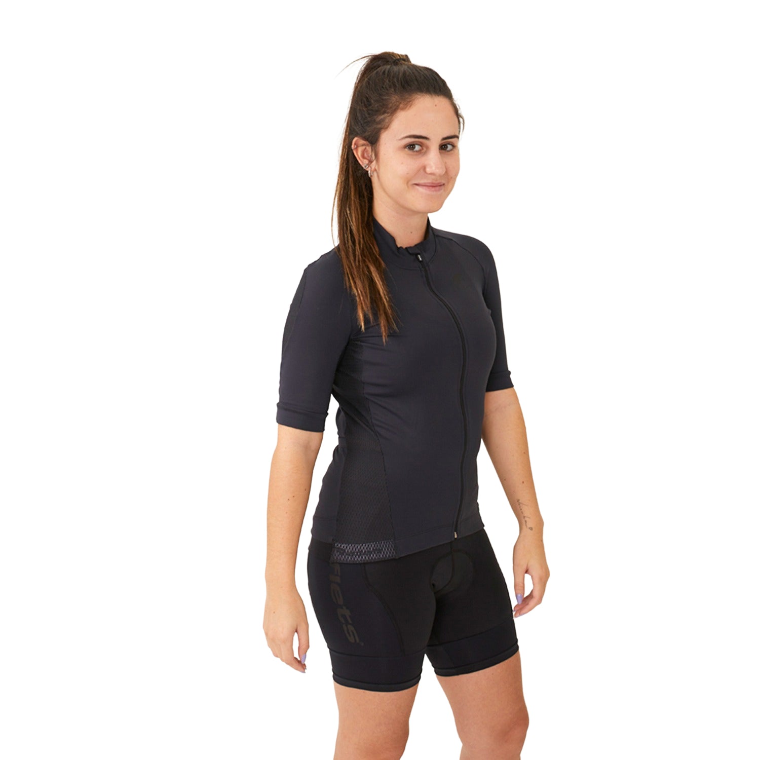 CAMISA CICLISMO MANGA CURTA SEM RECORTE FEMININA BLACKOUT Camisa Ciclismo Feminina Parte de Cima Flets 
