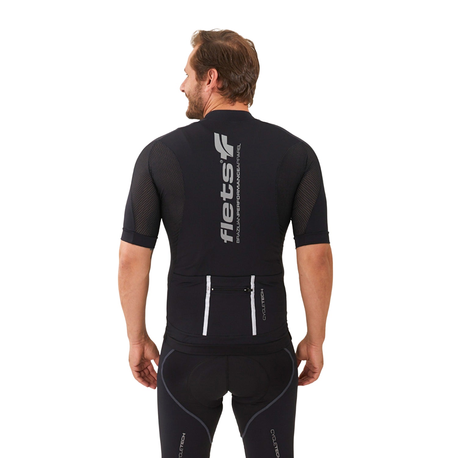 CAMISA CICLISMO MANGA CURTA SEM RECORTE MASCULINA Camisa Ciclismo Masculina Parte de Cima Flets 