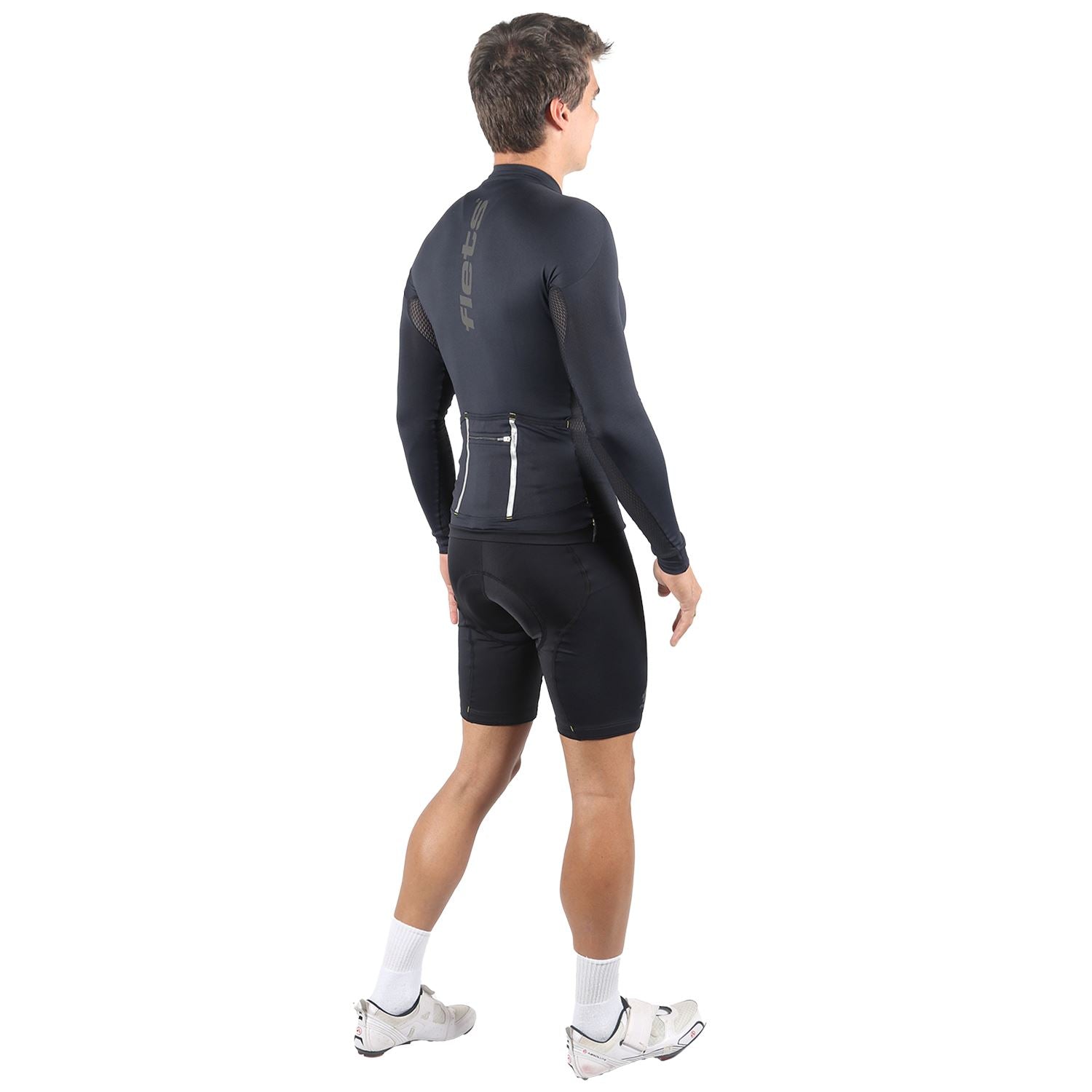 Jersey Manga Longa Masculina | AllBlack Camisa Ciclismo Masculina Parte de Cima FLETS 