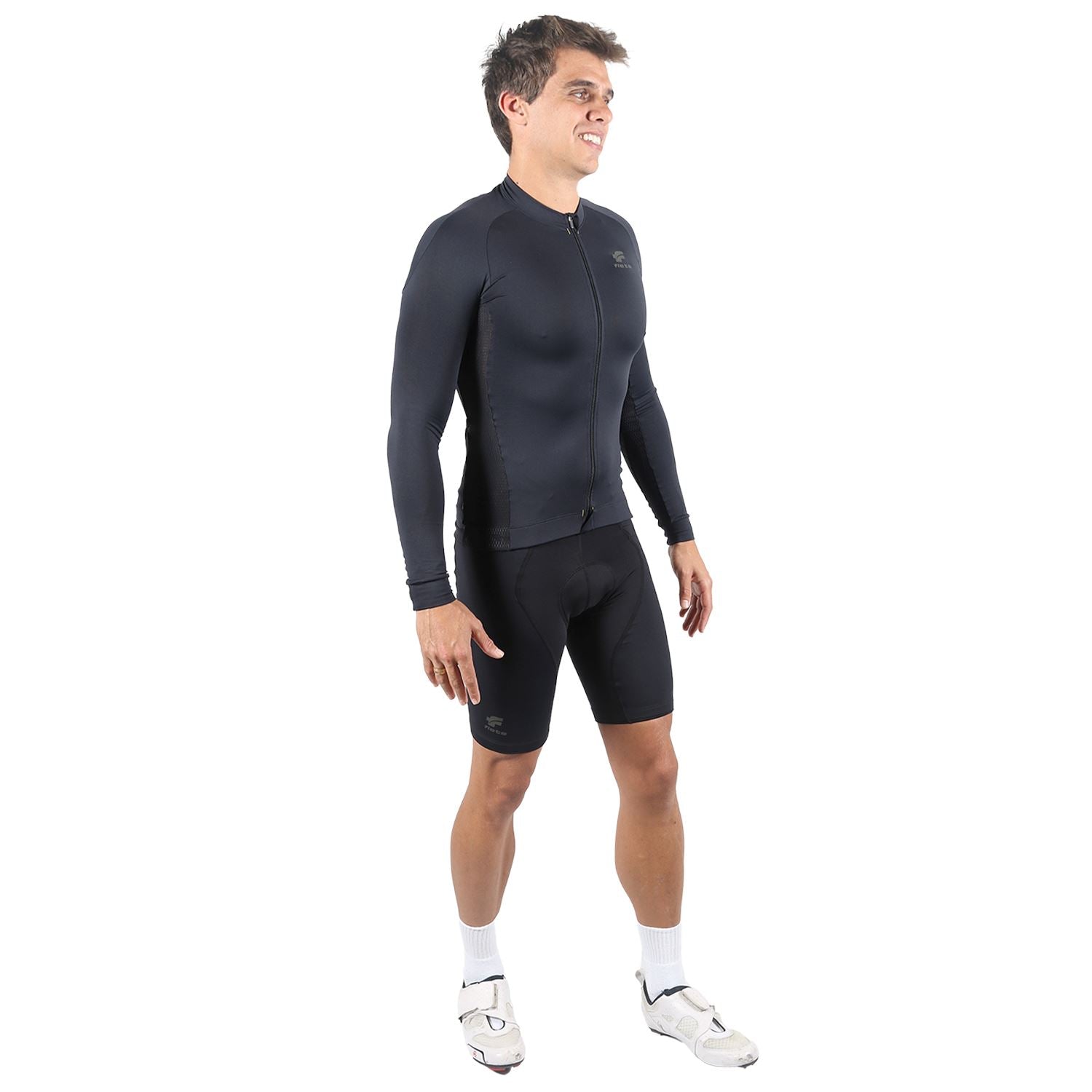 Jersey Manga Longa Masculina | AllBlack Camisa Ciclismo Masculina Parte de Cima FLETS 