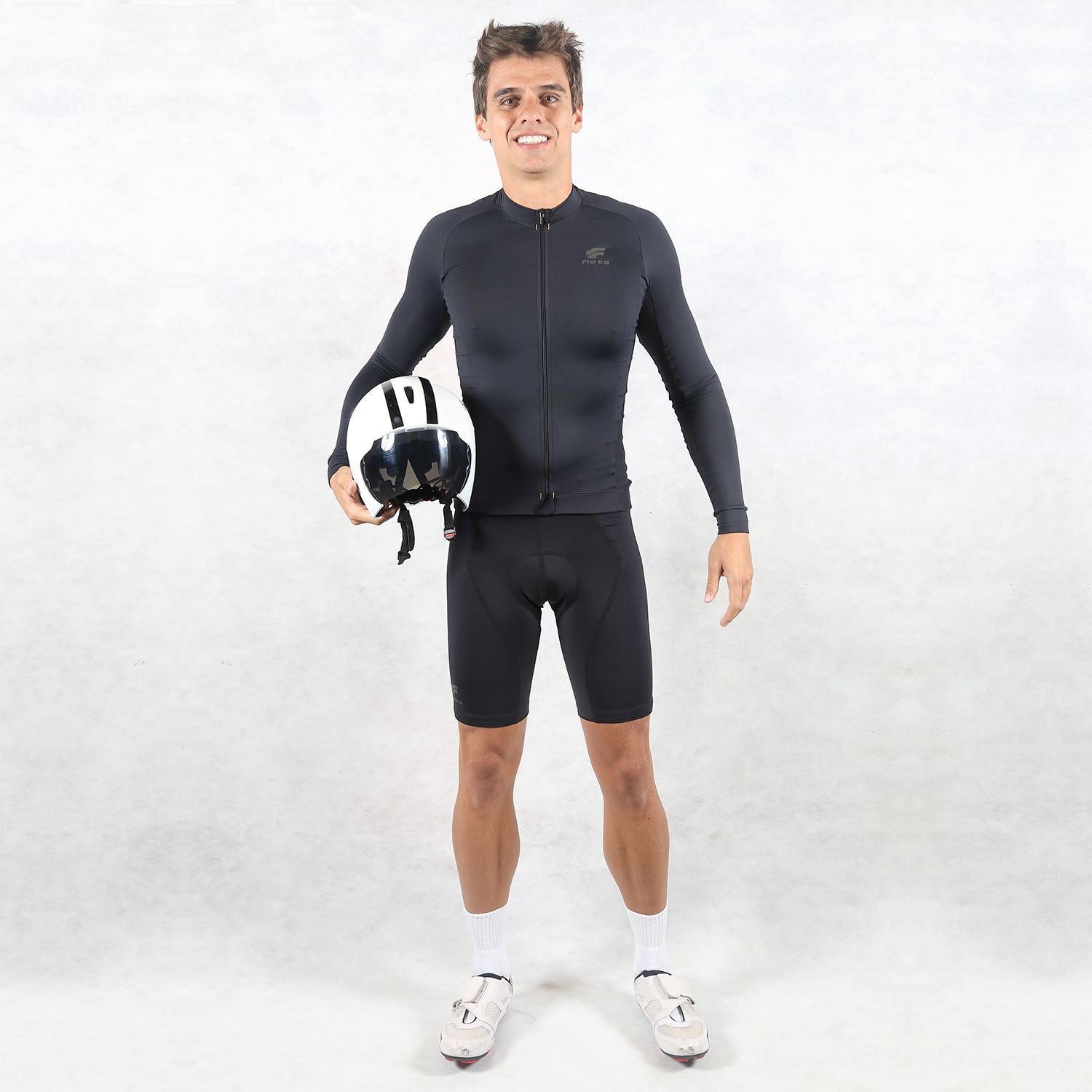Jersey Manga Longa Masculina | AllBlack Camisa Ciclismo Masculina Parte de Cima FLETS 
