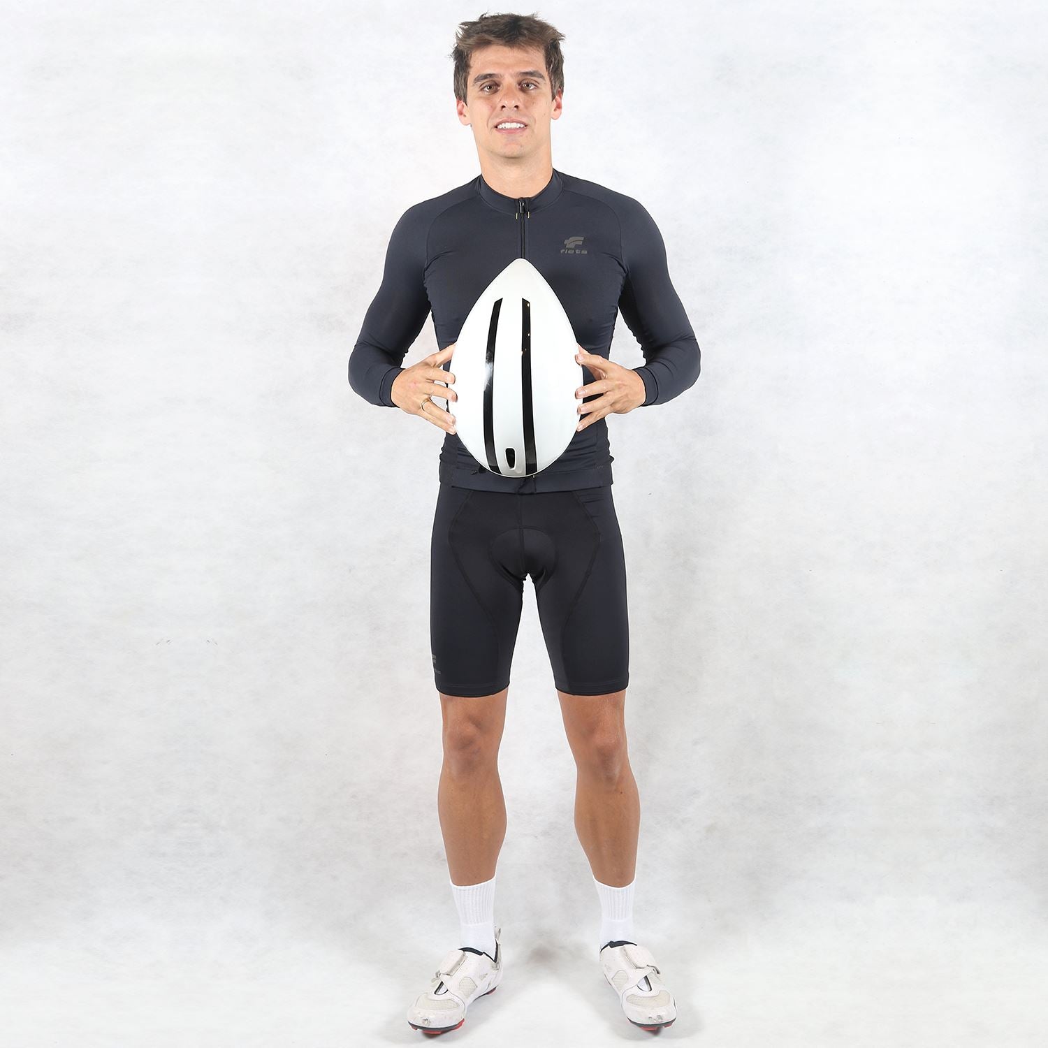 Jersey Manga Longa Masculina | AllBlack Camisa Ciclismo Masculina Parte de Cima FLETS 