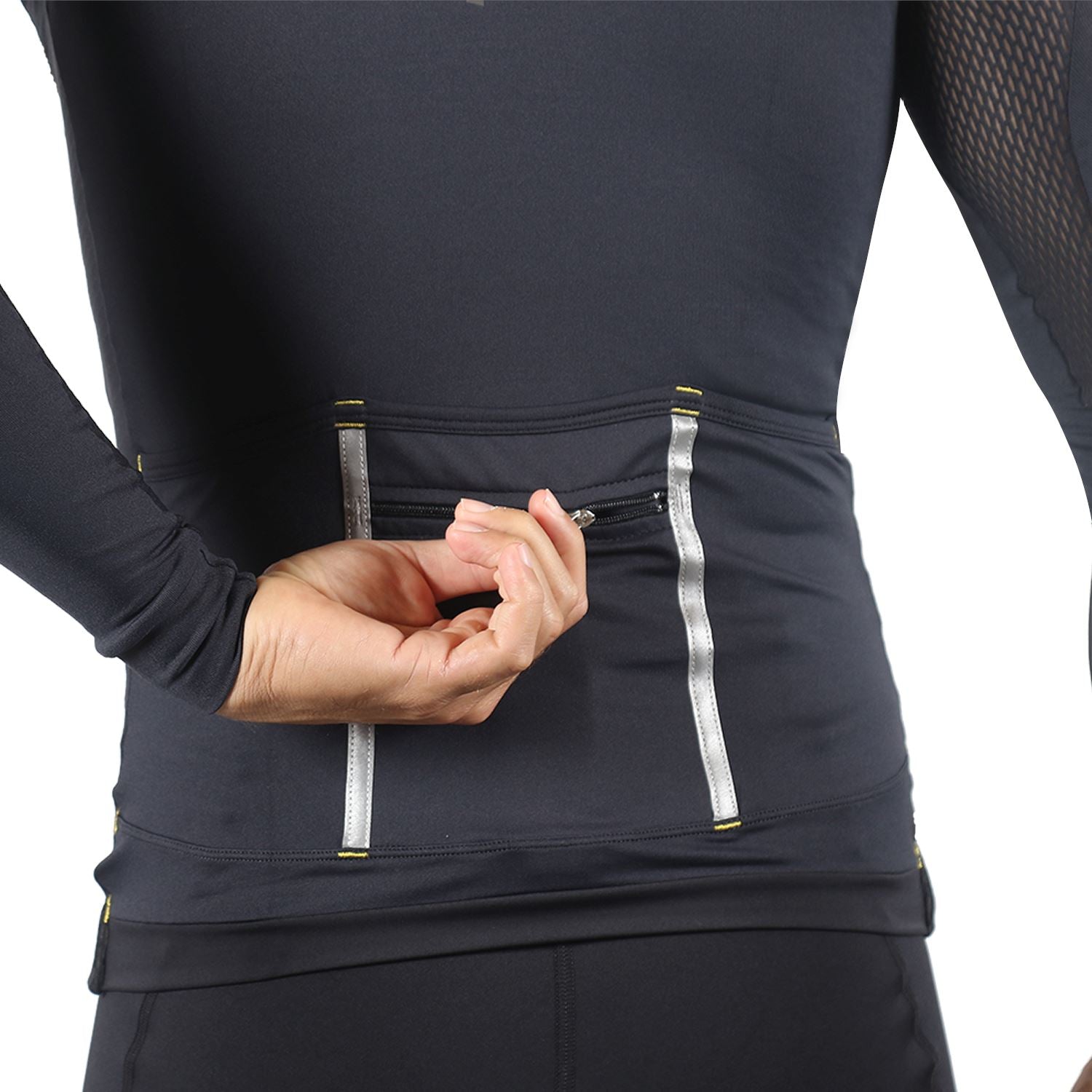 Jersey Manga Longa Masculina | AllBlack Camisa Ciclismo Masculina Parte de Cima FLETS 