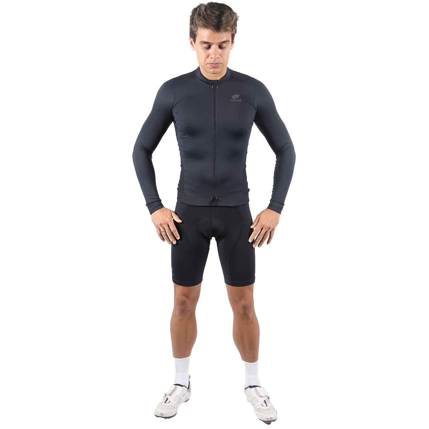 Jersey Manga Longa Masculina | AllBlack Camisa Ciclismo Masculina Parte de Cima FLETS 