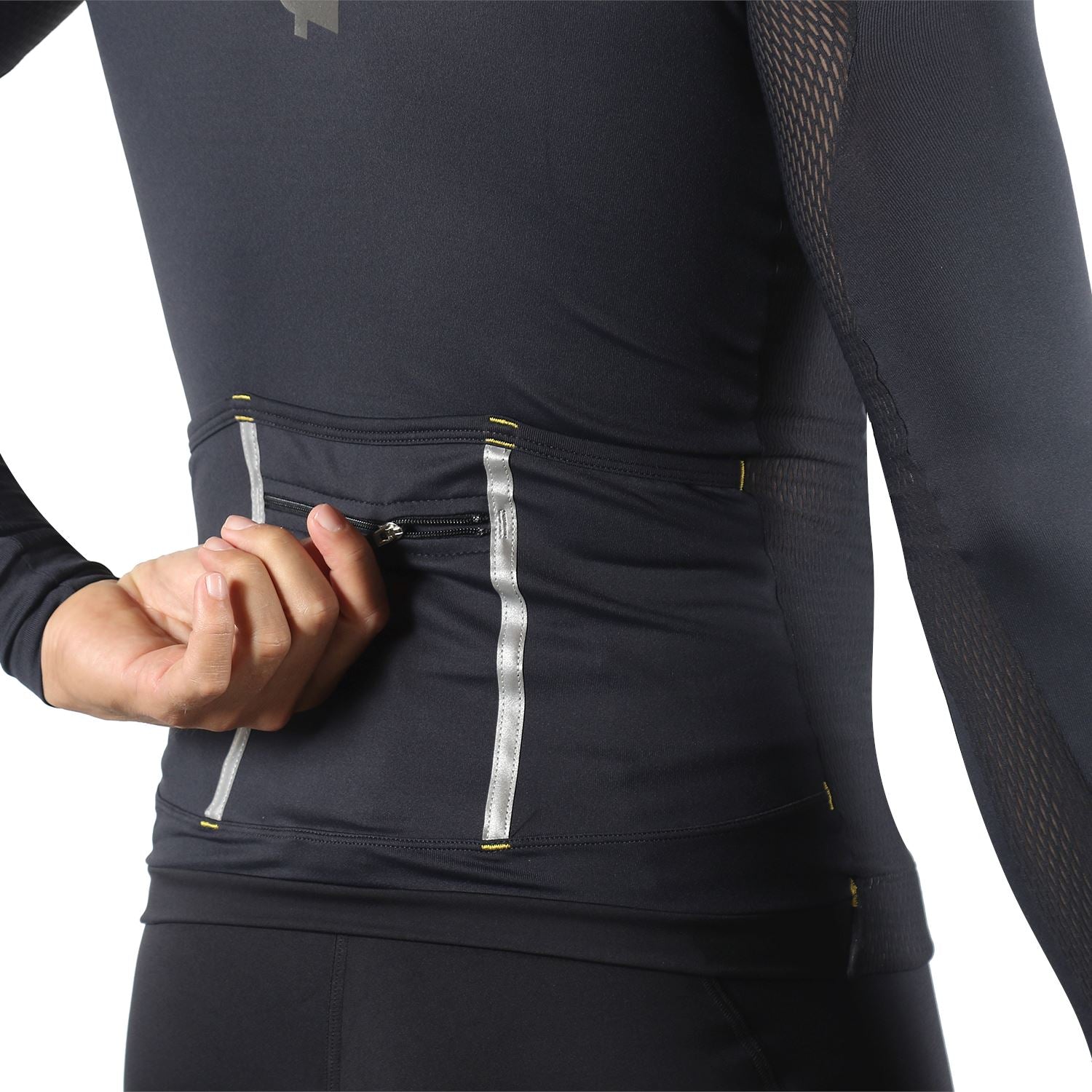 Jersey Manga Longa Masculina | AllBlack Camisa Ciclismo Masculina Parte de Cima FLETS 