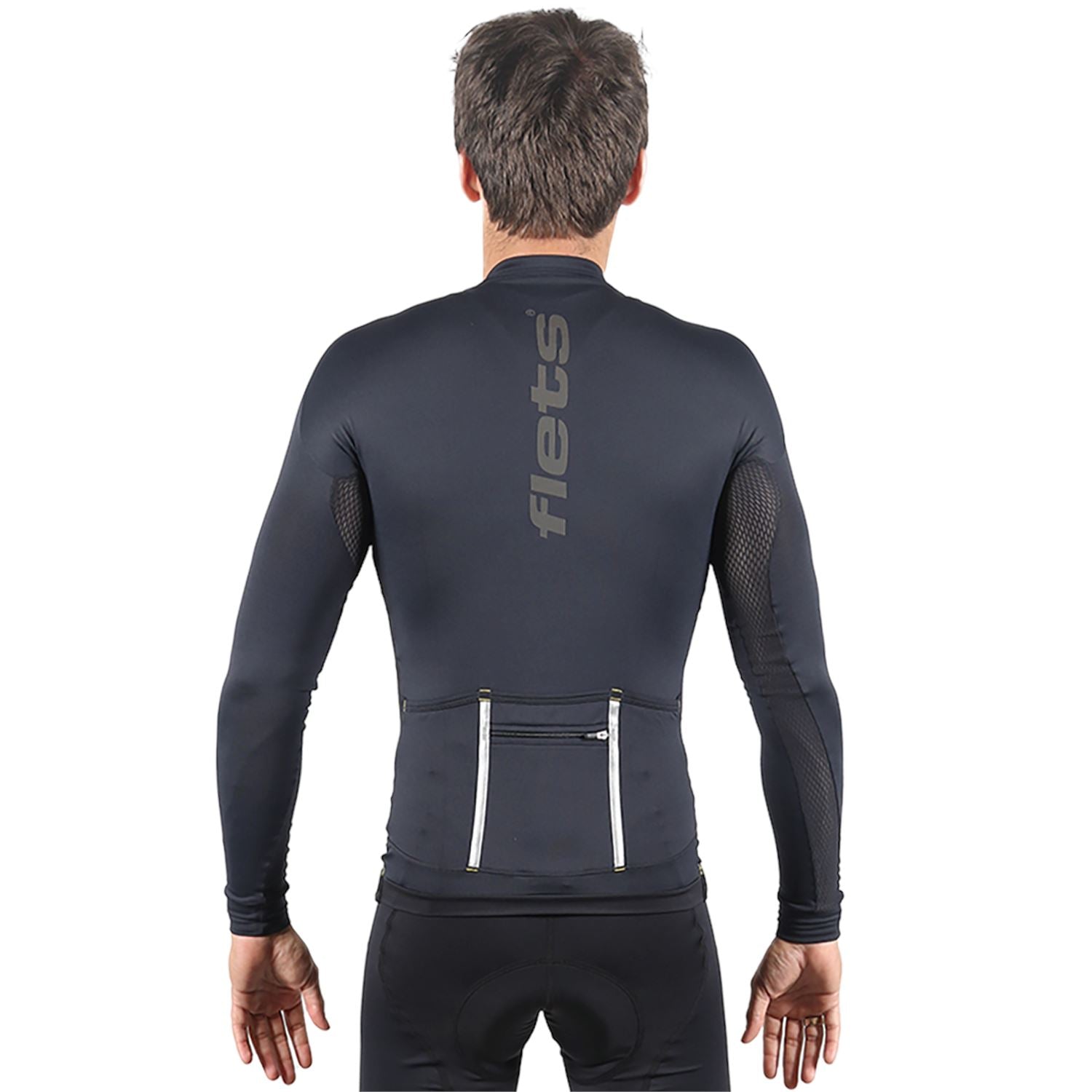 Jersey Manga Longa Masculina | AllBlack Camisa Ciclismo Masculina Parte de Cima FLETS 